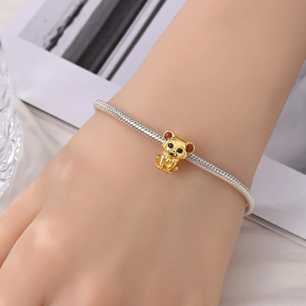 TINSLO Bead Charm in Argento Sterling 925 con Cubic Zirconia, Compatibile con Braccialetti e Collane Europei - immagine 4