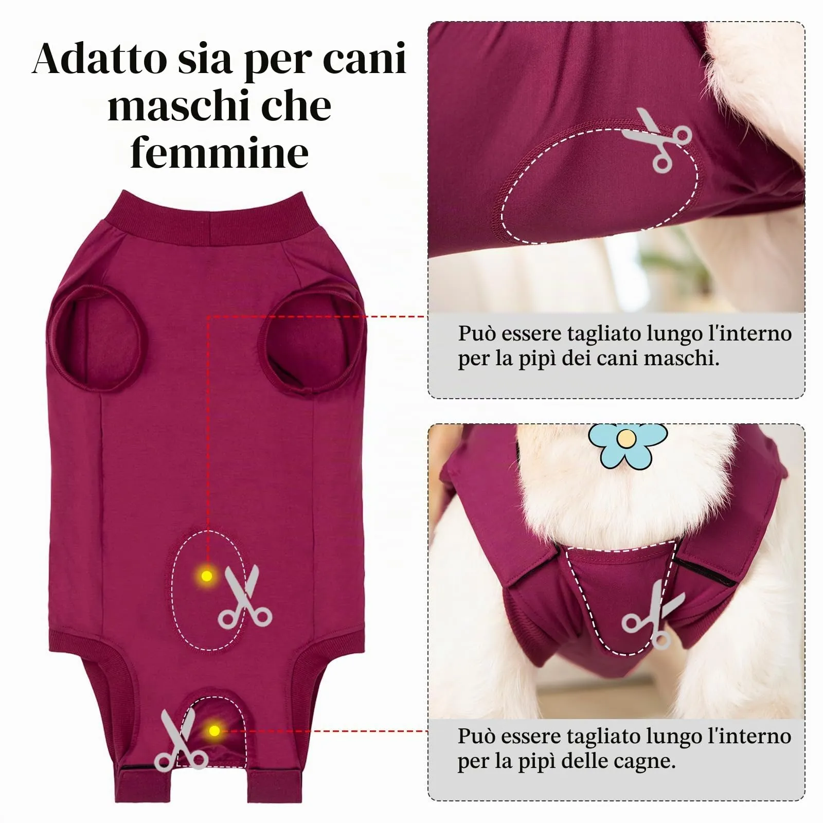 Cyponpy Tuta da Recupero Post Operatoria per Cani, Taglia S, Rosso - immagine 3