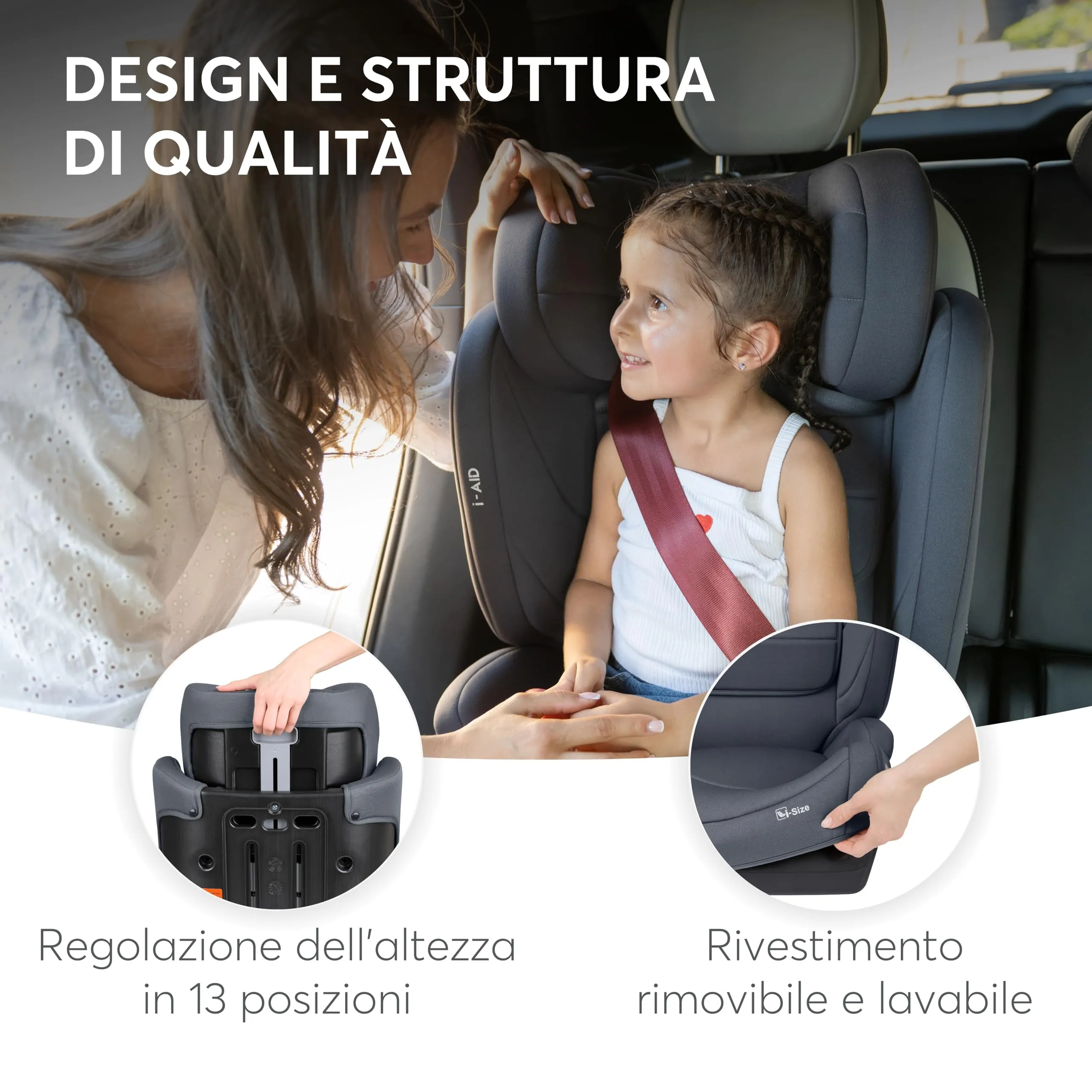 KikkaBoo i-AID Seggiolino Auto Gruppo 2/3 i-Size 100-150 cm (15-36 kg), Verde Militare - immagine 5