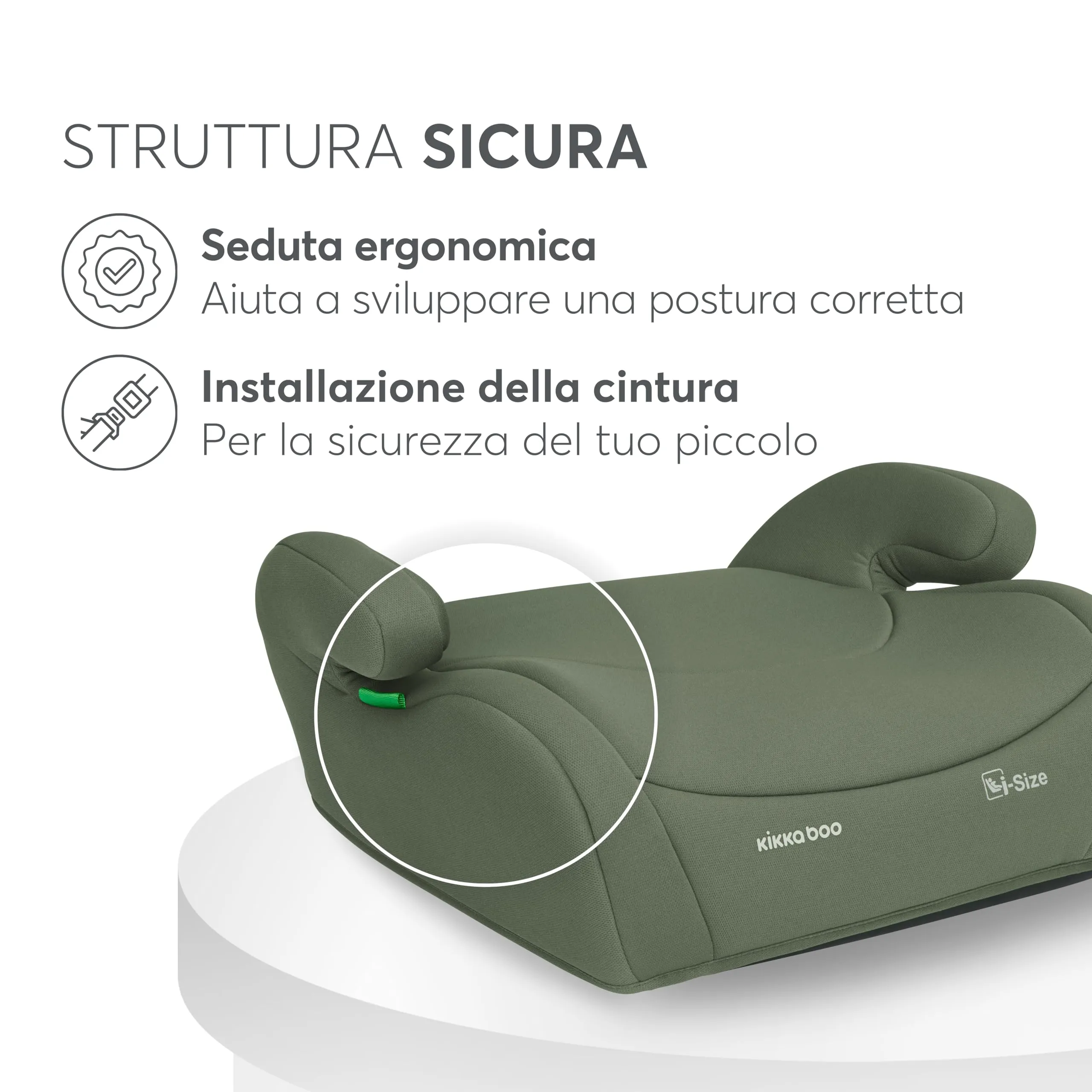 KikkaBoo i-AID Seggiolino Auto Gruppo 2/3 i-Size 100-150 cm (15-36 kg), Verde Militare - immagine 10