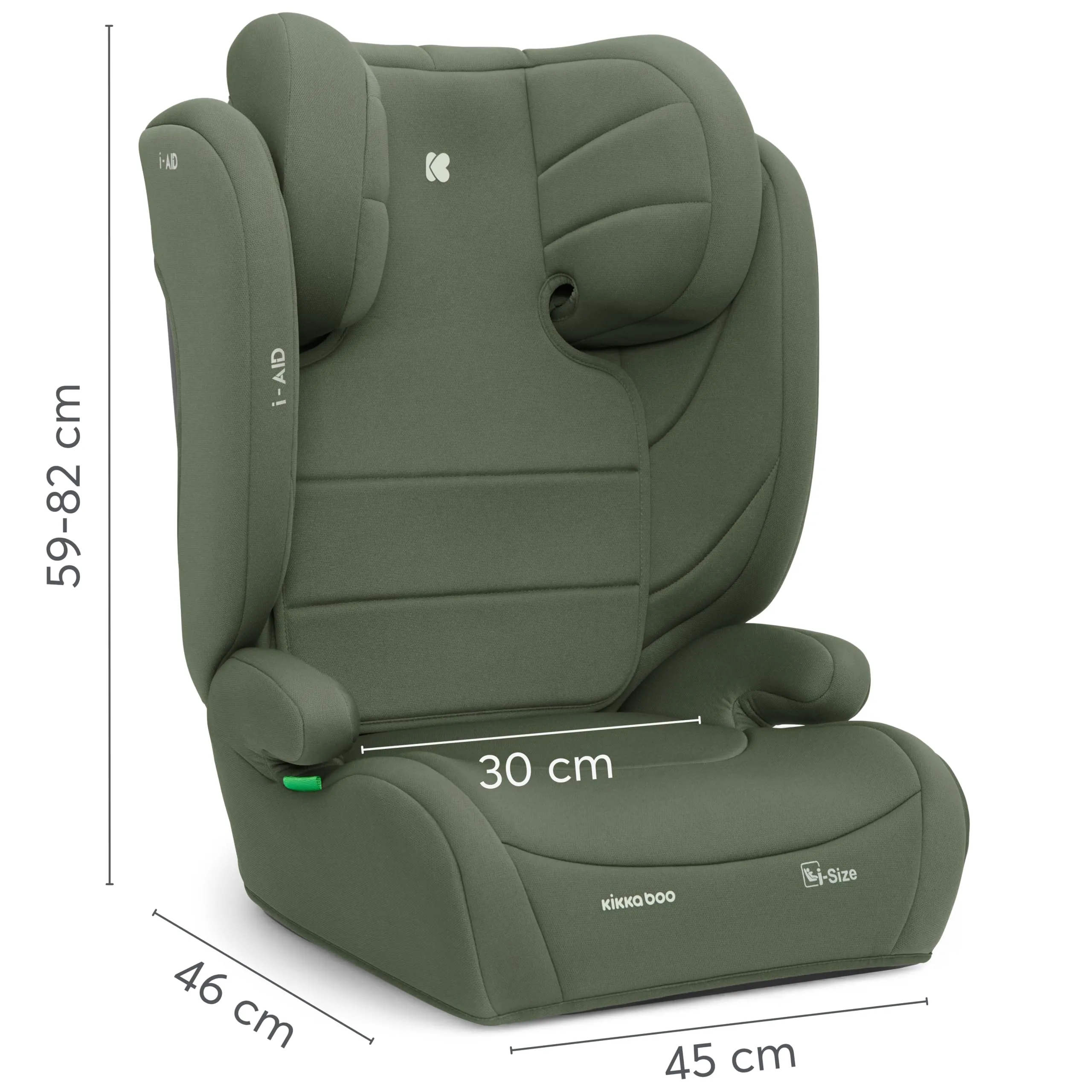 KikkaBoo i-AID Seggiolino Auto Gruppo 2/3 i-Size 100-150 cm (15-36 kg), Verde Militare - immagine 11