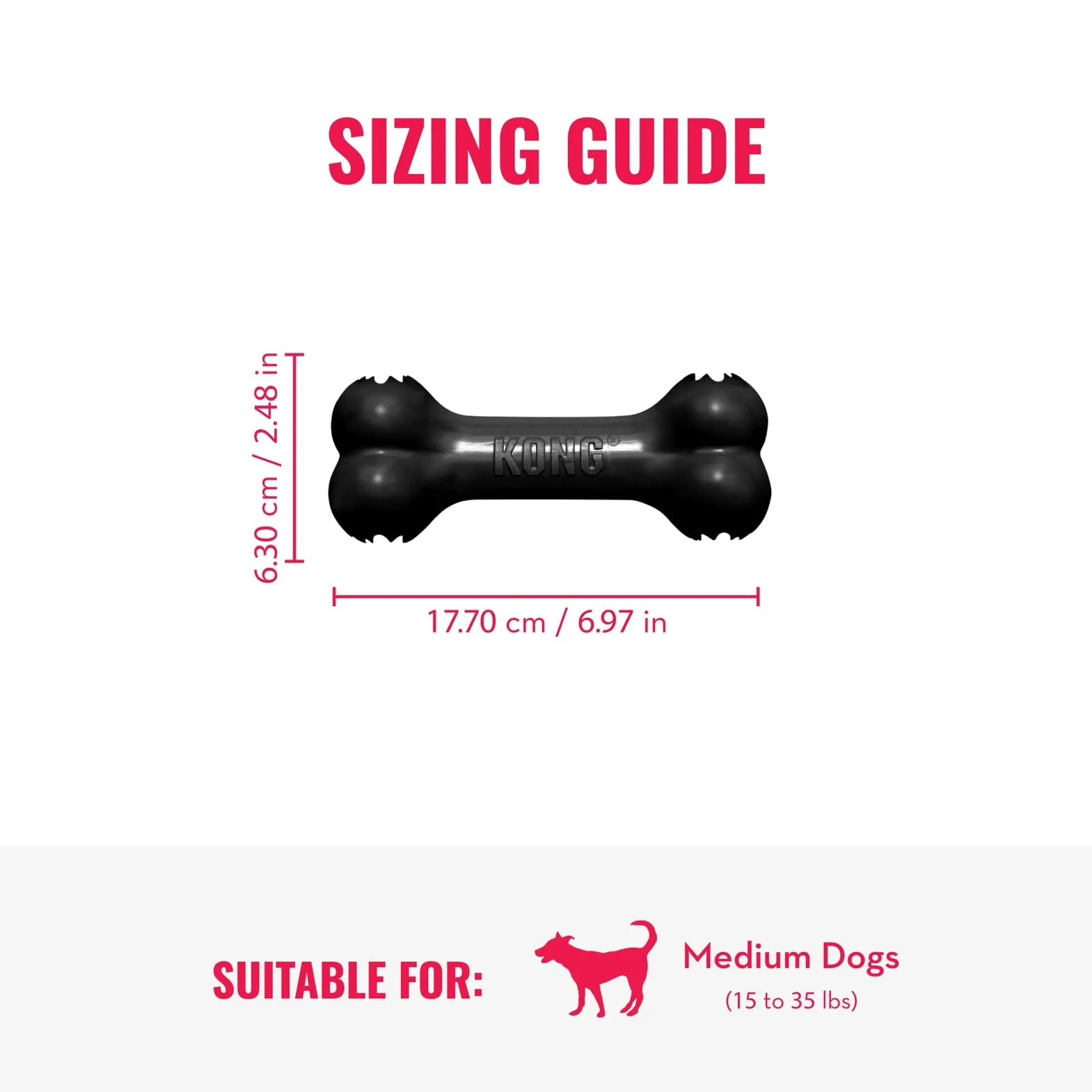 KONG Extreme Goodie Bone Osso in Gomma per Cani, Nero, Taglia Media - immagine 4