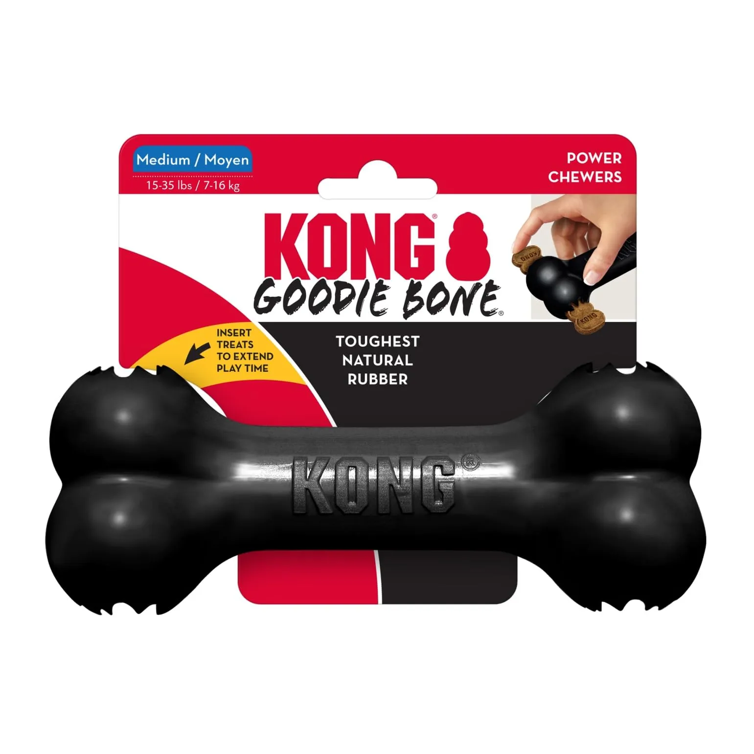 KONG Extreme Goodie Bone Osso in Gomma per Cani, Nero, Taglia Media - immagine 8