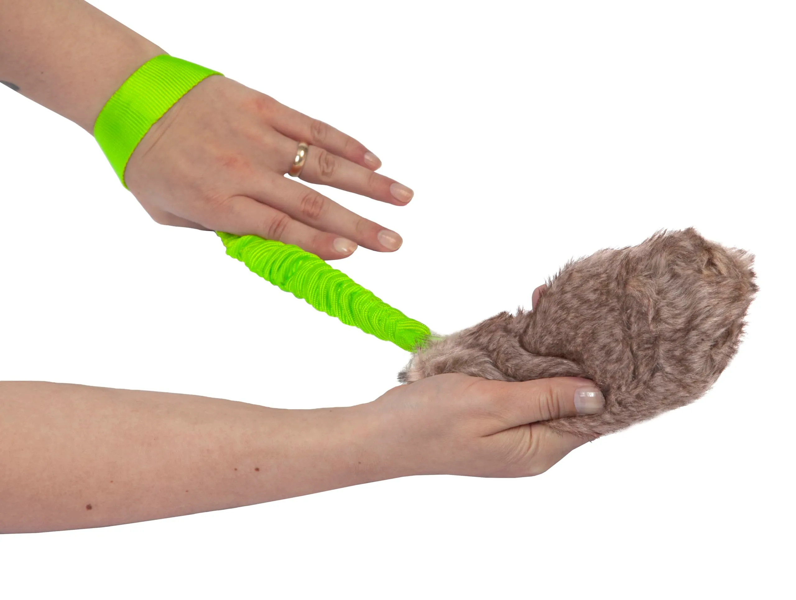 Dingo Giocattolo per Cane in Pelliccia Sintetica con Squeaker e Manico Elastico, 55 cm - Verde (15584-2) - immagine 2