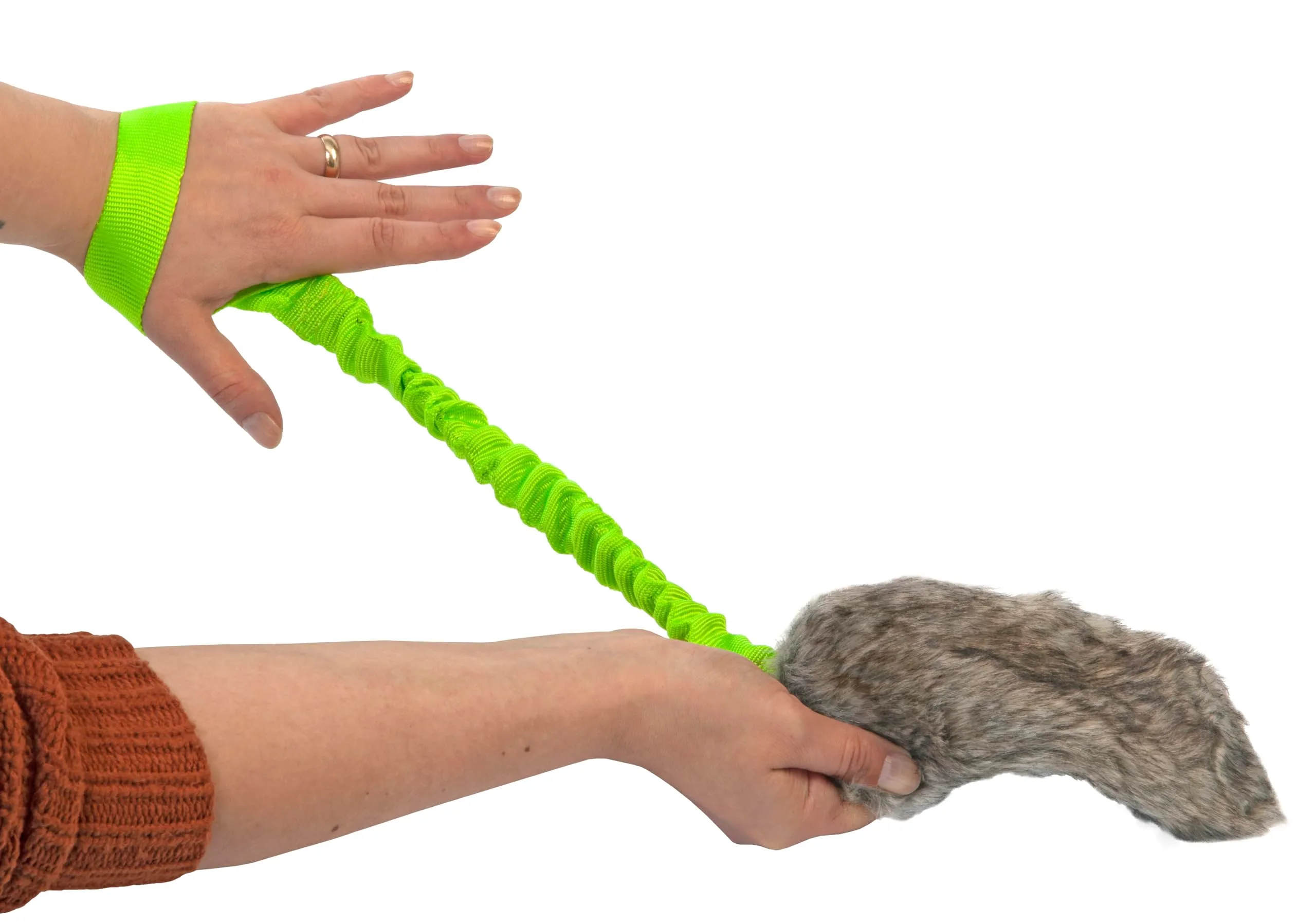 Dingo Giocattolo per Cane in Pelliccia Sintetica con Squeaker e Manico Elastico, 55 cm - Verde (15584-2) - immagine 3
