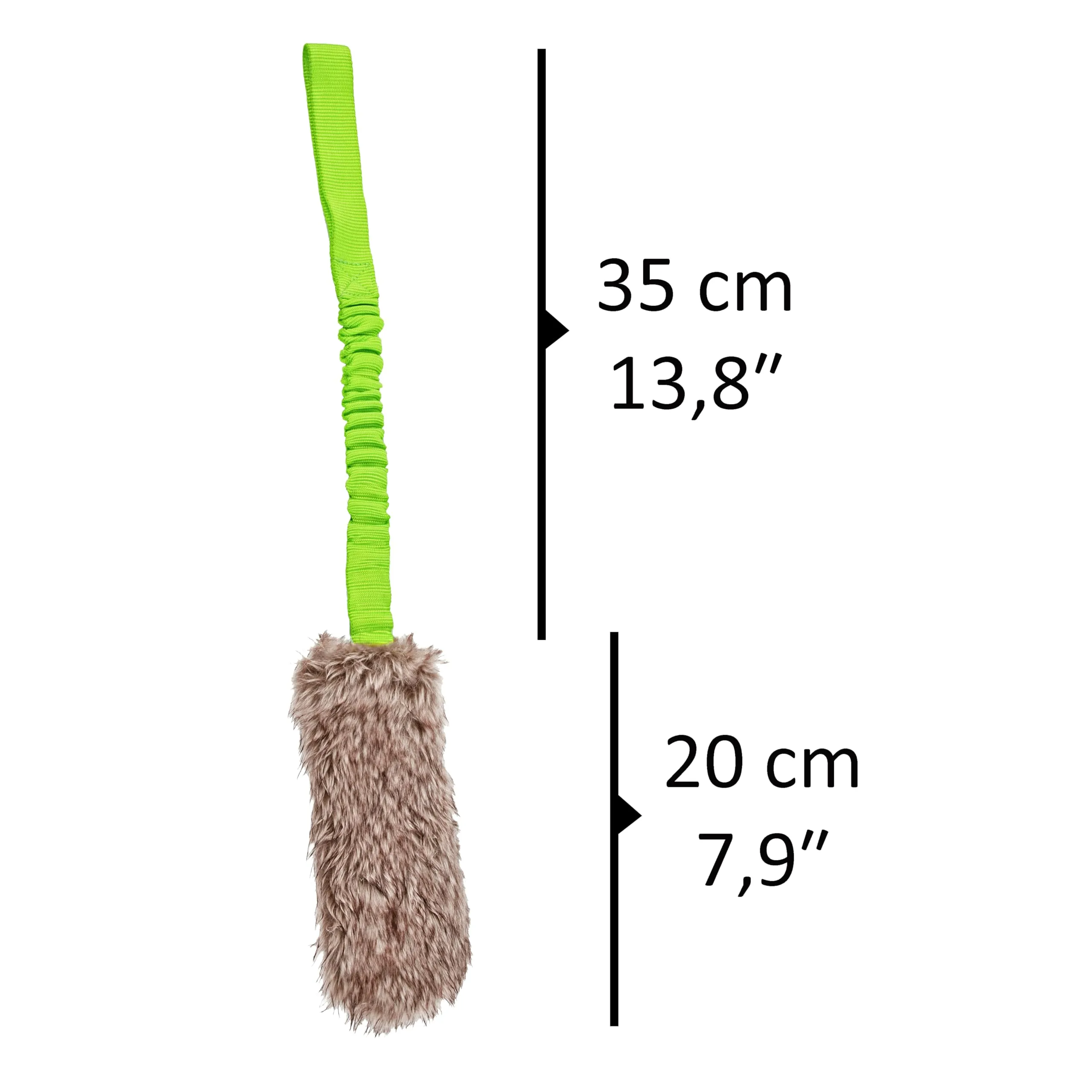 Dingo Giocattolo per Cane in Pelliccia Sintetica con Squeaker e Manico Elastico, 55 cm - Verde (15584-2) - immagine 7