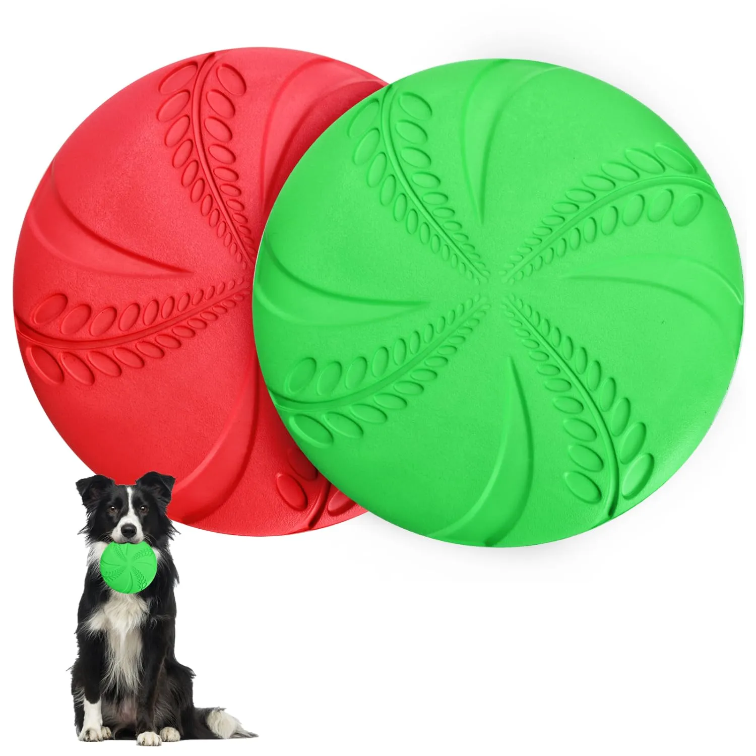 Nobleza Frisbee per Cani in Gomma, 2 Unità, 20 cm, Rosso e Verde - immagine 1