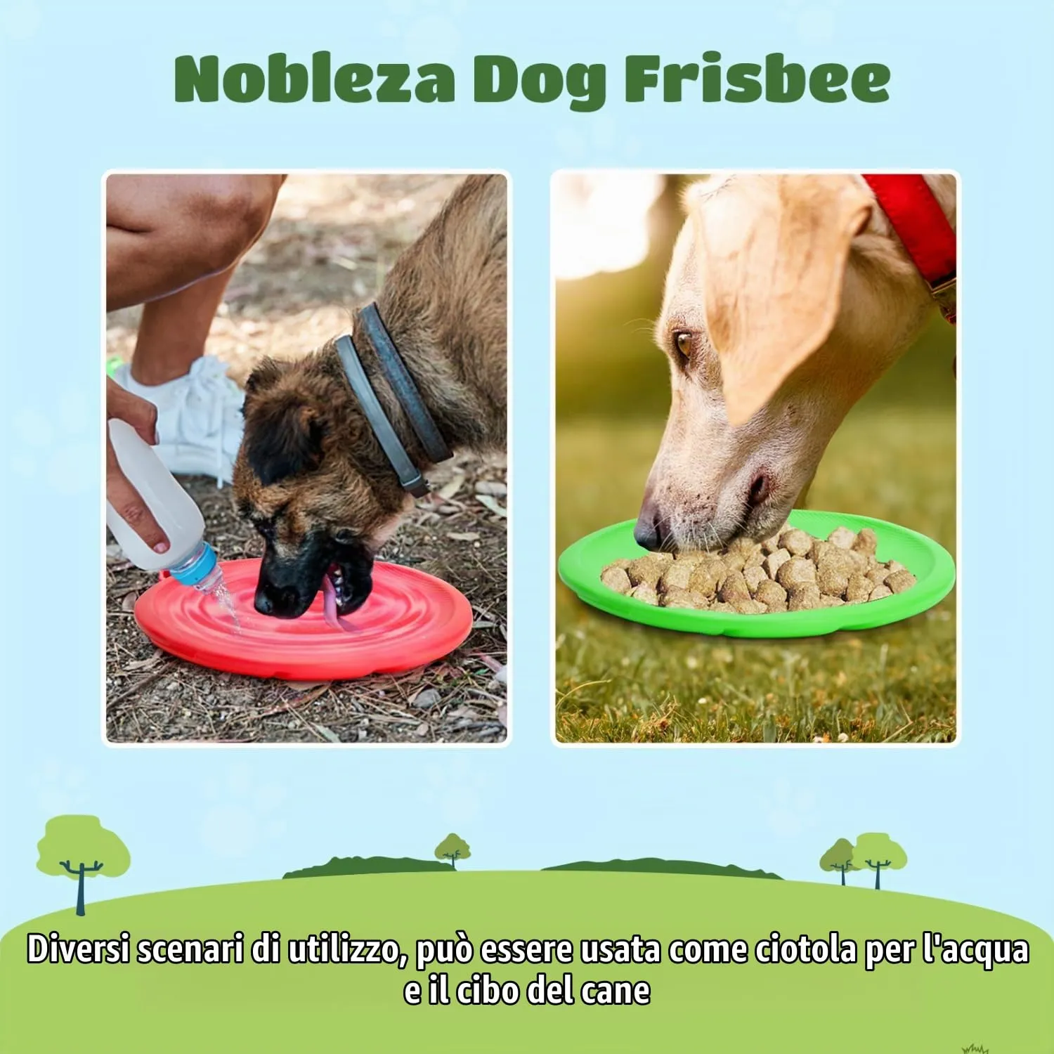 Nobleza Frisbee per Cani in Gomma, 2 Unità, 20 cm, Rosso e Verde - immagine 5