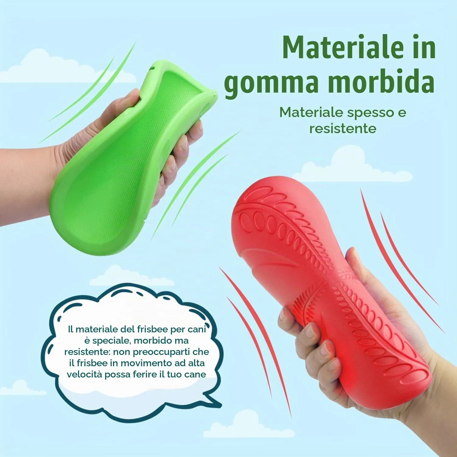 Nobleza Frisbee per Cani in Gomma, 2 Unità, 20 cm, Rosso e Verde - immagine 6