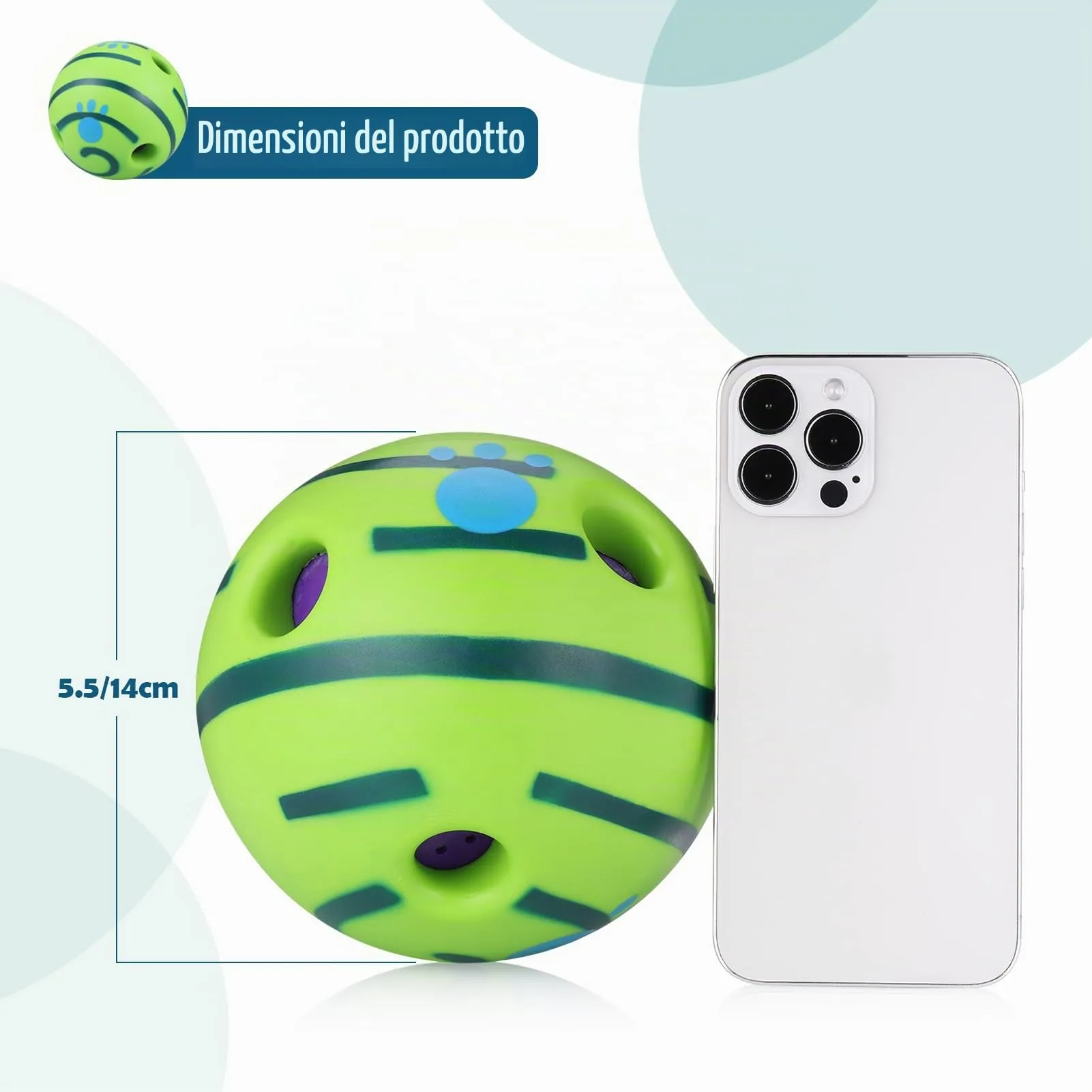 JIZZU Palla Giocattolo per Cani con Squeak, Ø 14cm - immagine 2