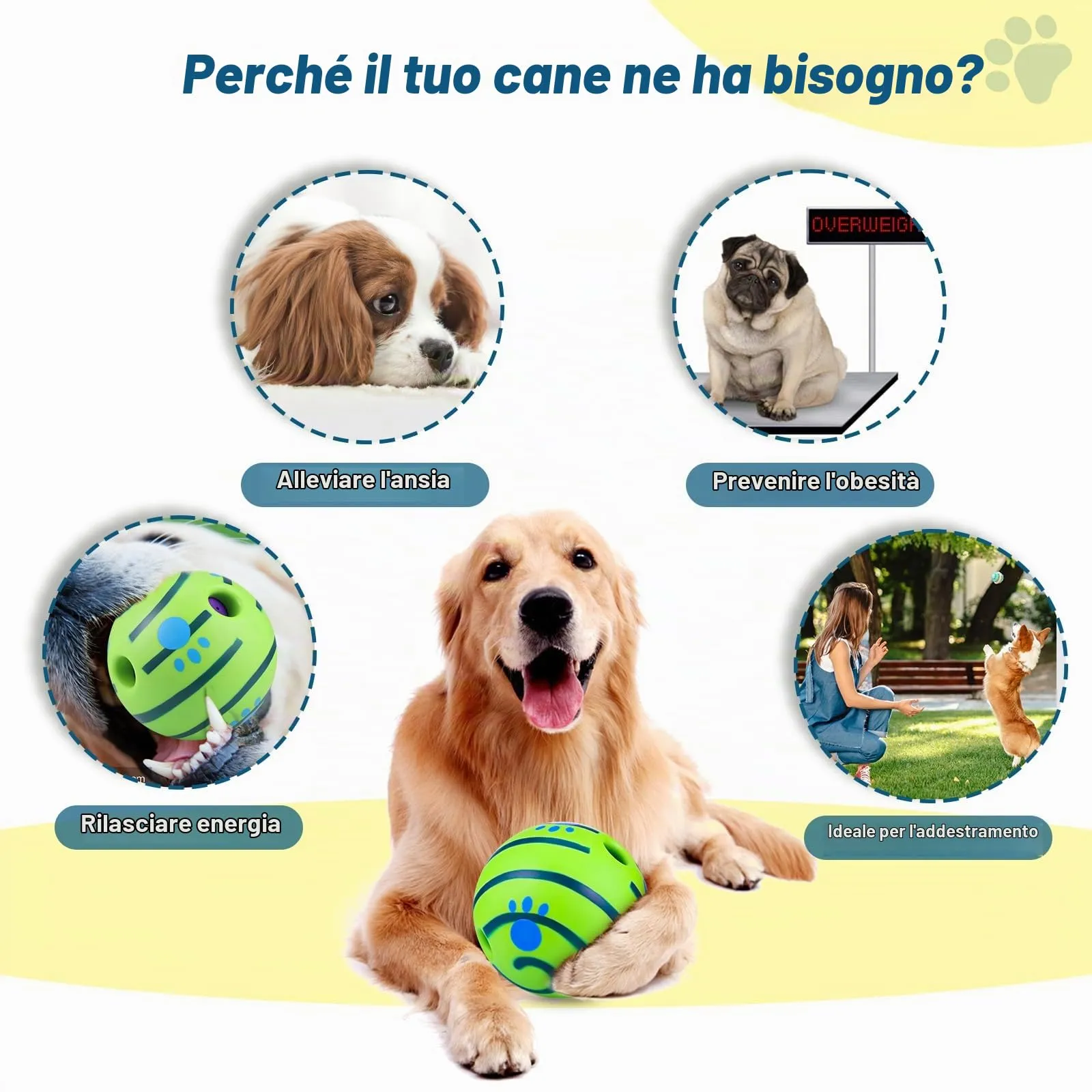 JIZZU Palla Giocattolo per Cani con Squeak, Ø 14cm - immagine 6