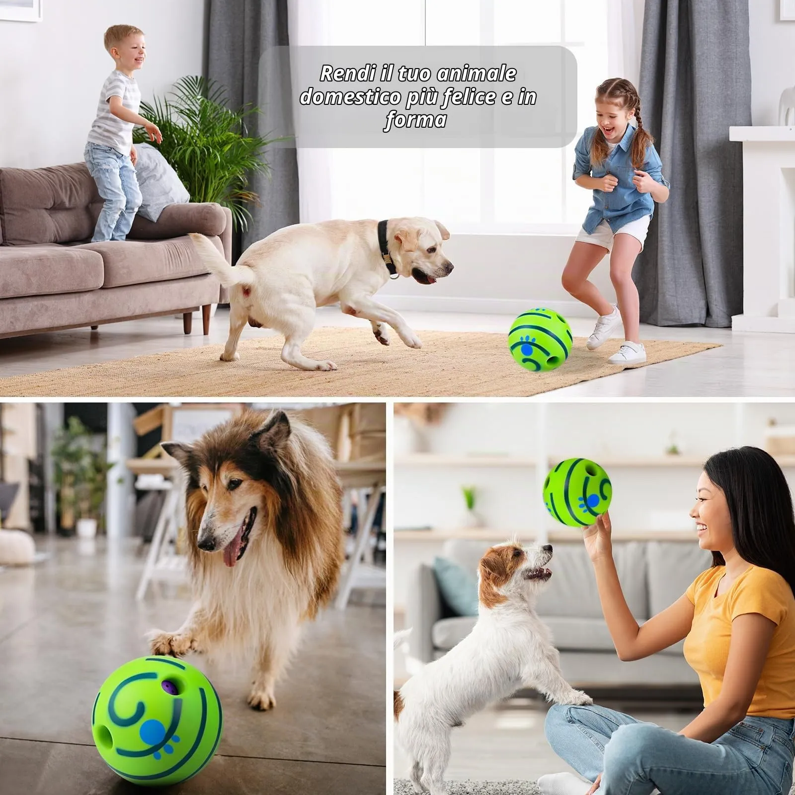 JIZZU Palla Giocattolo per Cani con Squeak, Ø 14cm - immagine 7