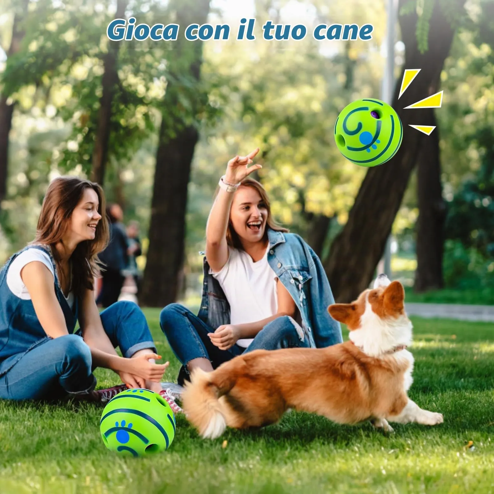 JIZZU Palla Giocattolo per Cani con Squeak, Ø 14cm - immagine 8