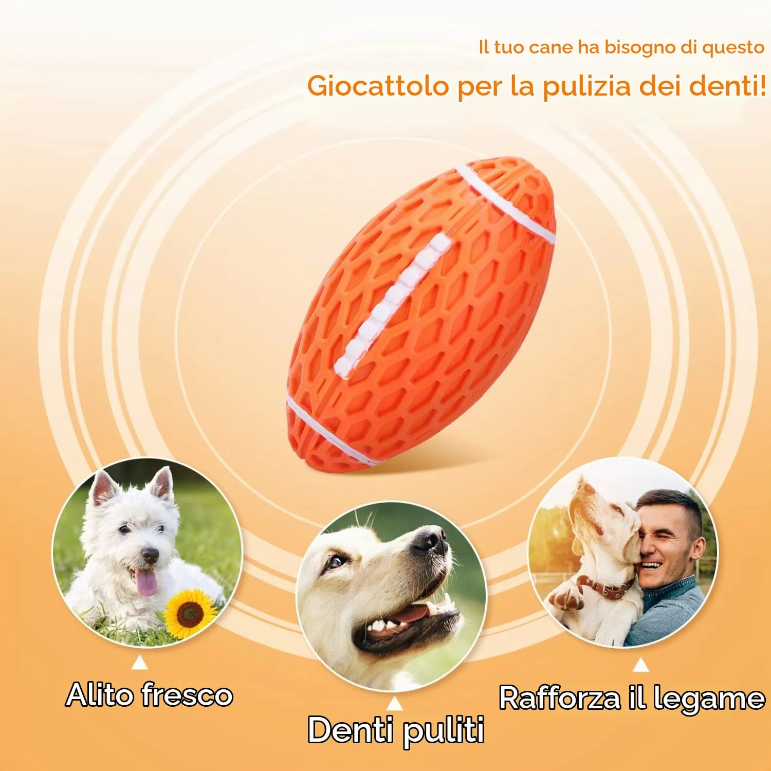 Nobleza Palla Giocattolo per Cani in Gomma Naturale con Squeak, L10.3*W5.6CM - immagine 2