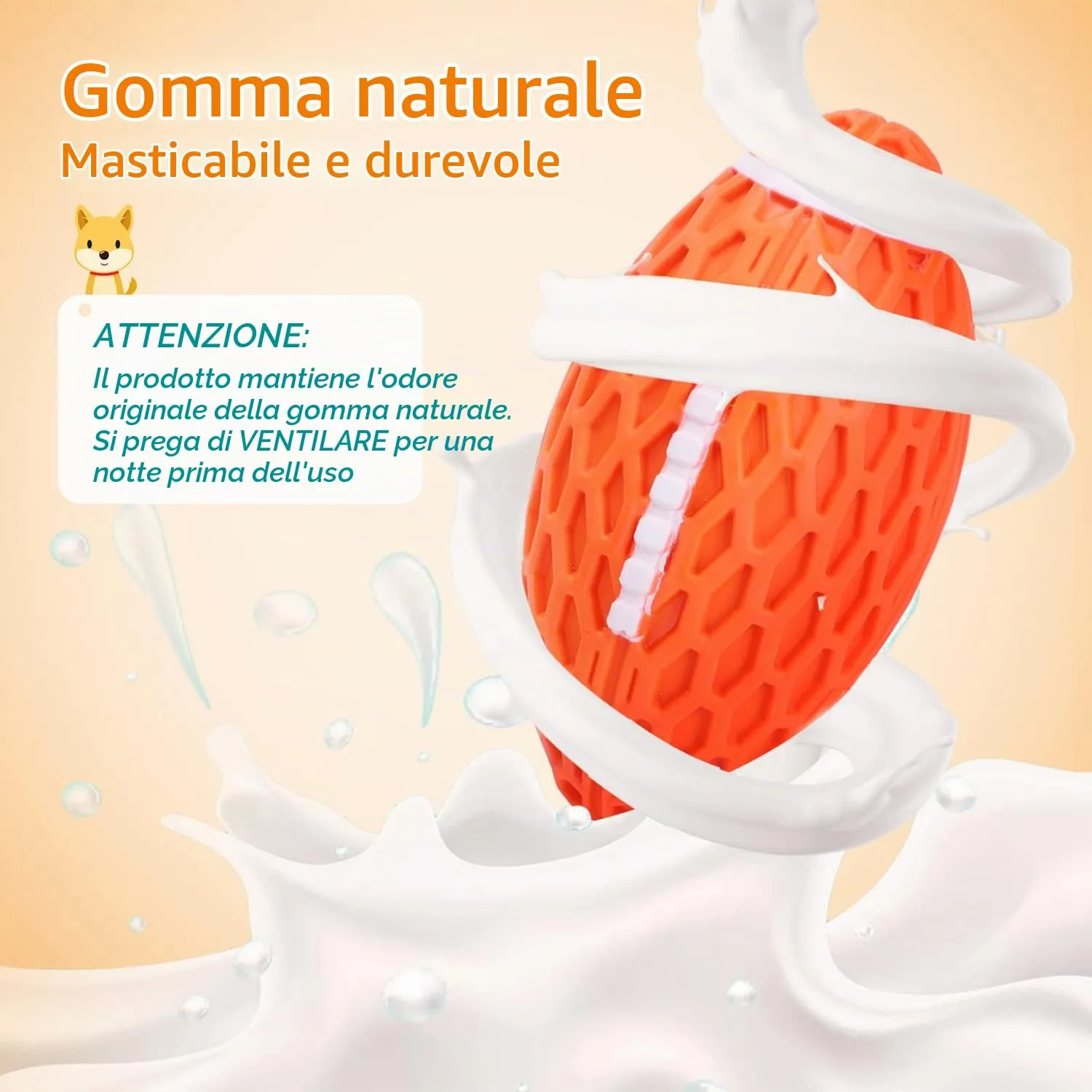 Nobleza Palla Giocattolo per Cani in Gomma Naturale con Squeak, L10.3*W5.6CM - immagine 5