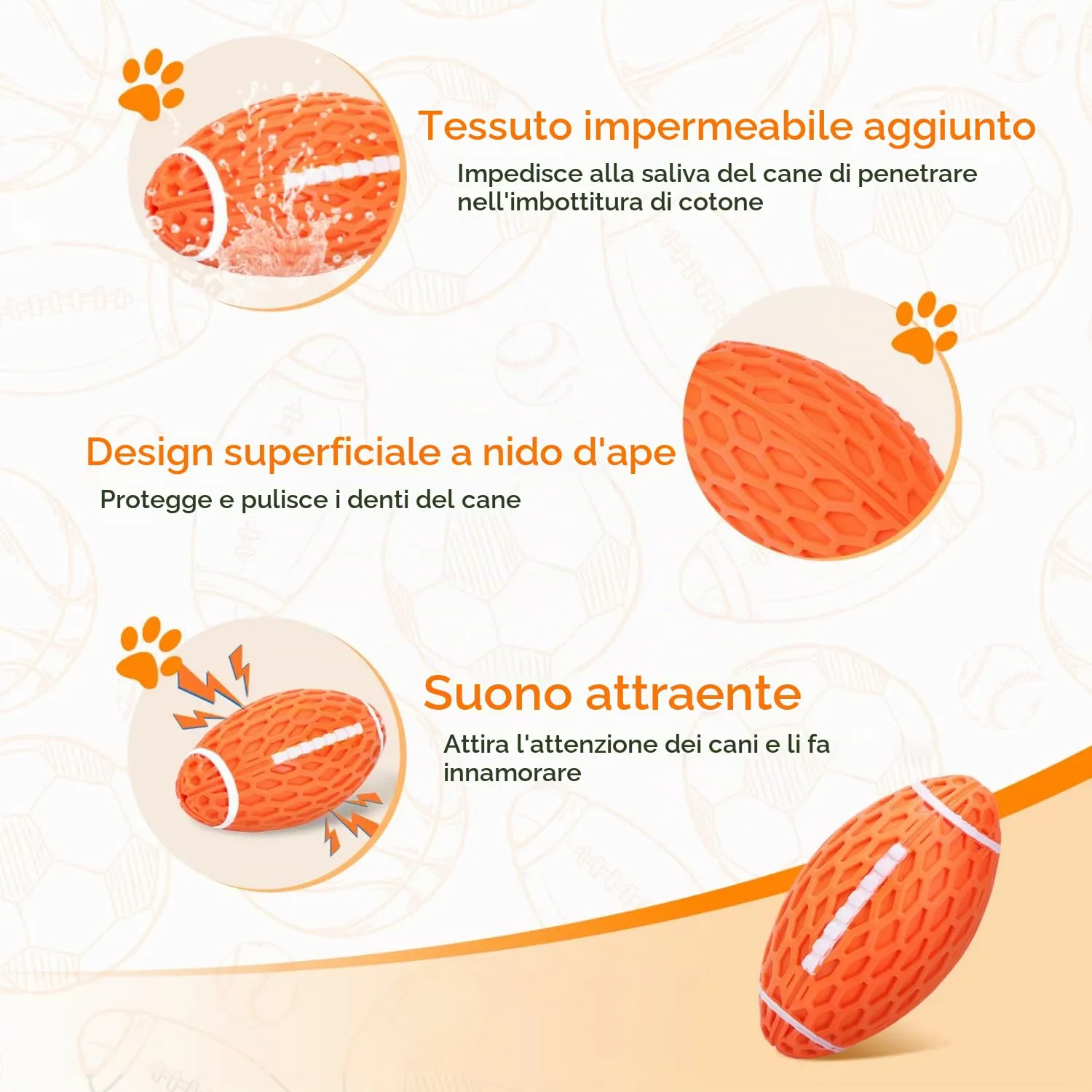 Nobleza Palla Giocattolo per Cani in Gomma Naturale con Squeak, L10.3*W5.6CM - immagine 6