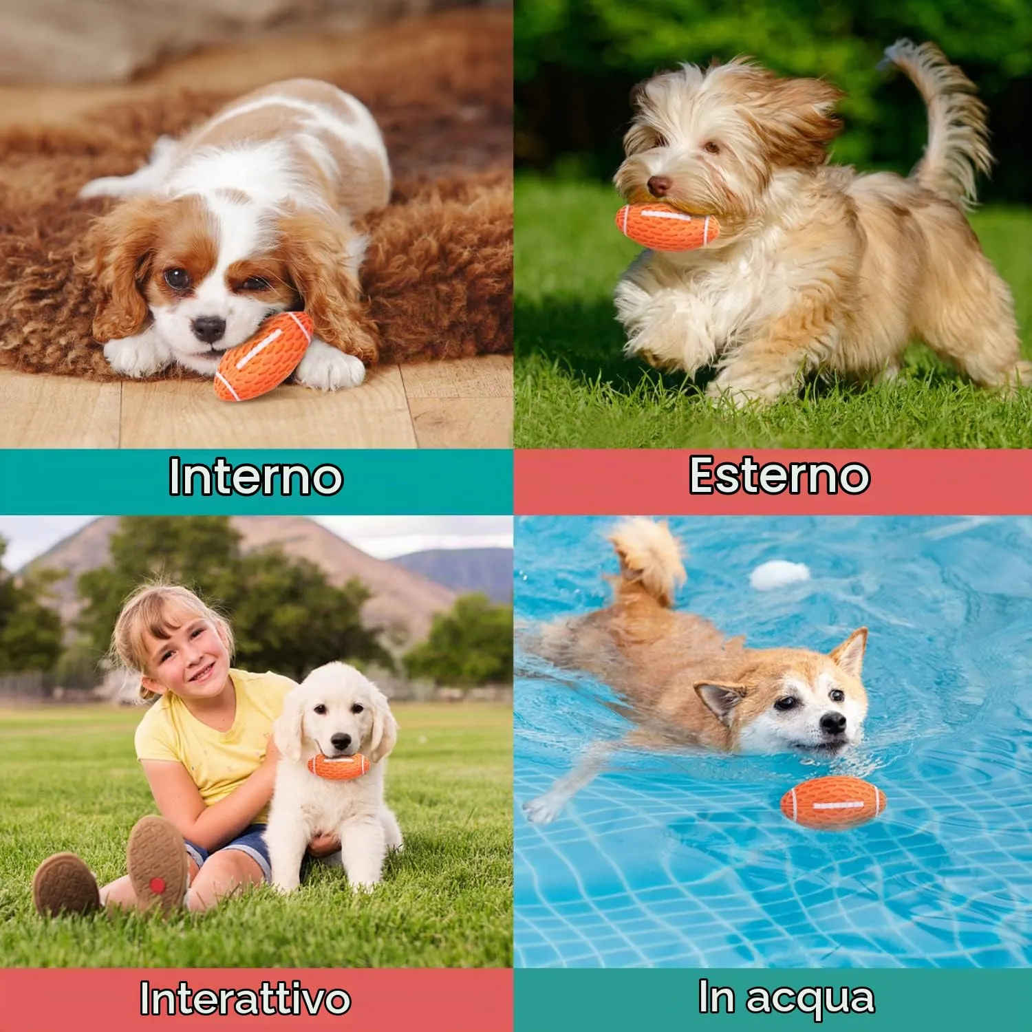 Nobleza Palla Giocattolo per Cani in Gomma Naturale con Squeak, L10.3*W5.6CM - immagine 9