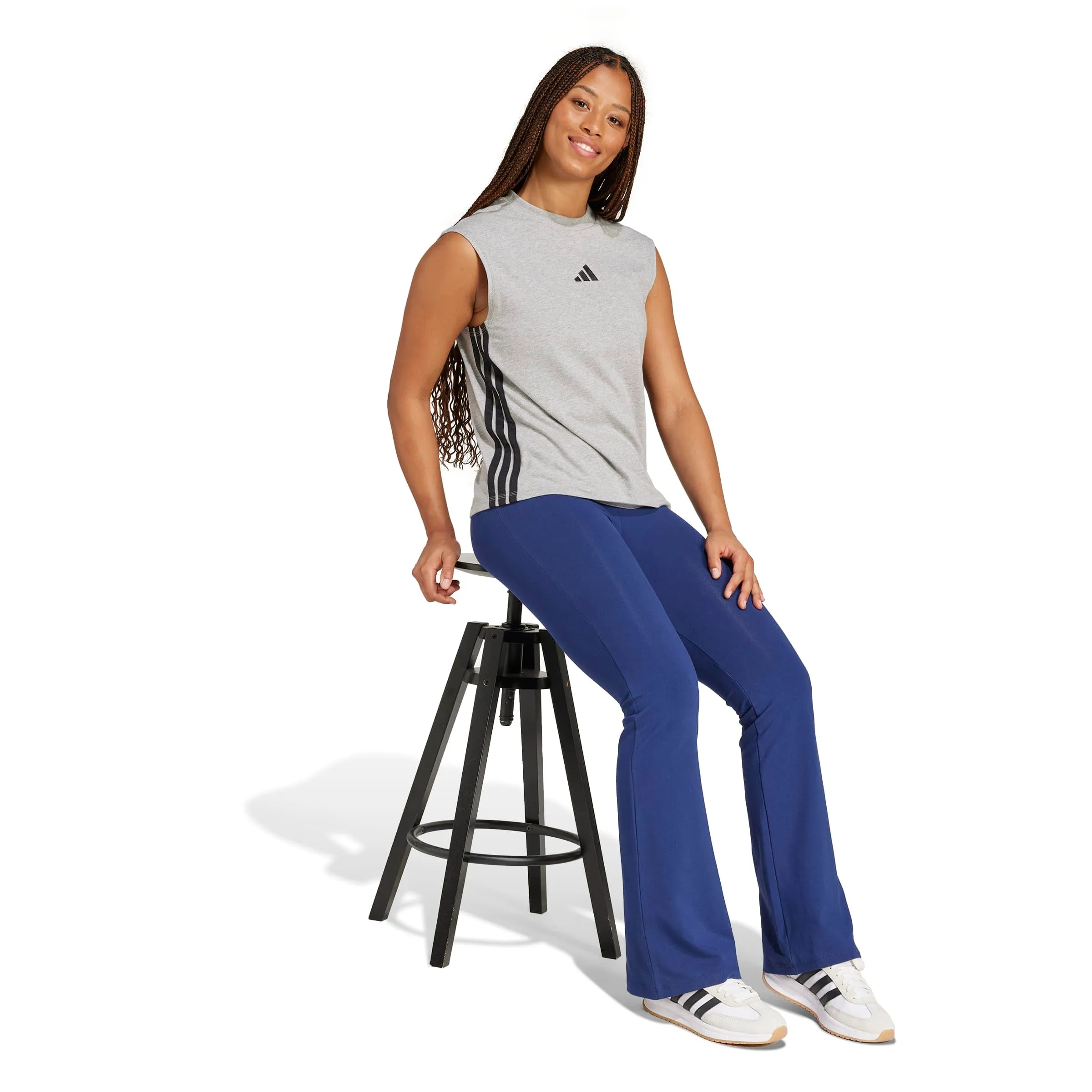 adidas Essentials Small Logo Flared Leggings Tights, Dark Blue/White, S - immagine 6