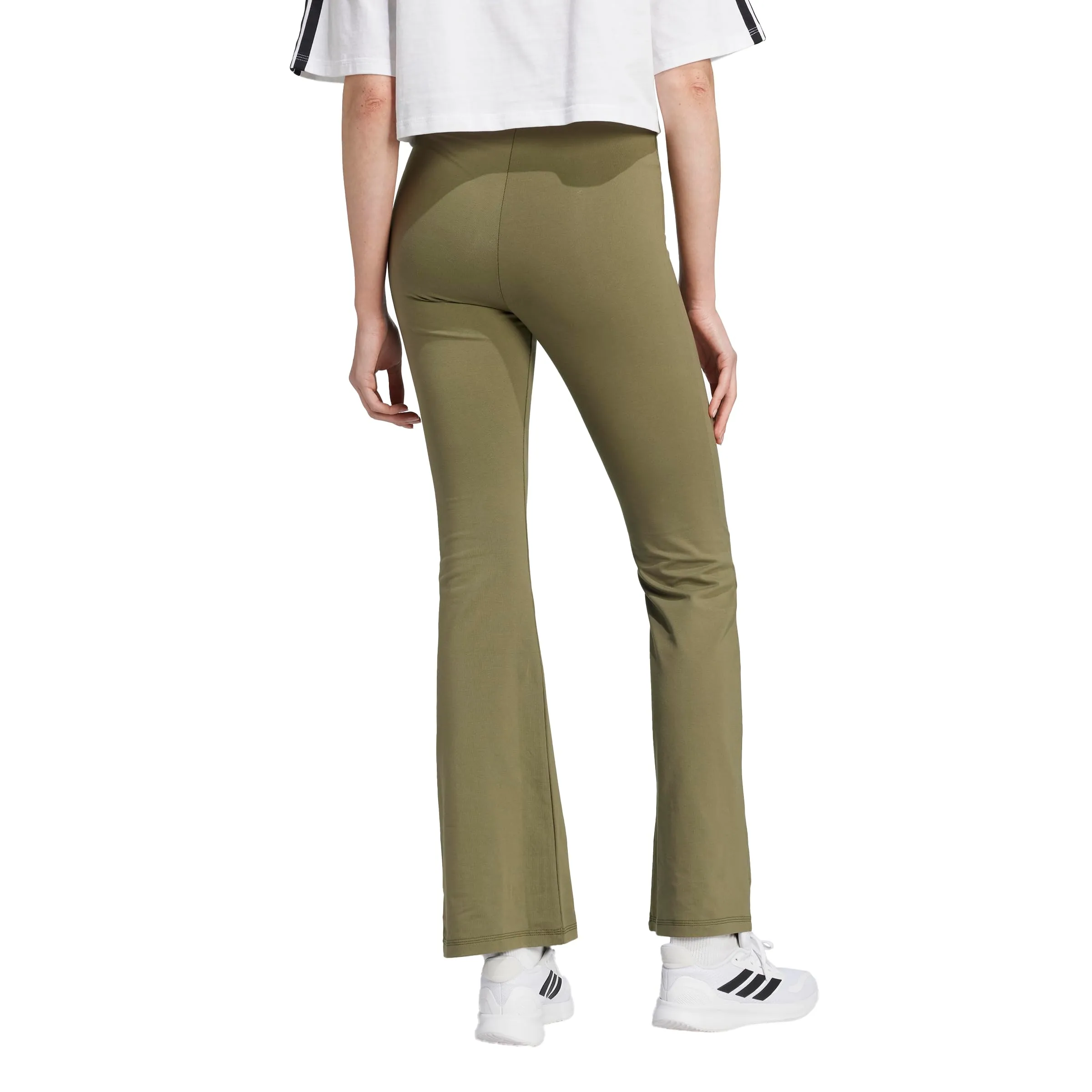 Adidas Essentials Small Logo Flared Leggings - Olive Strata/White - XXS - immagine 2
