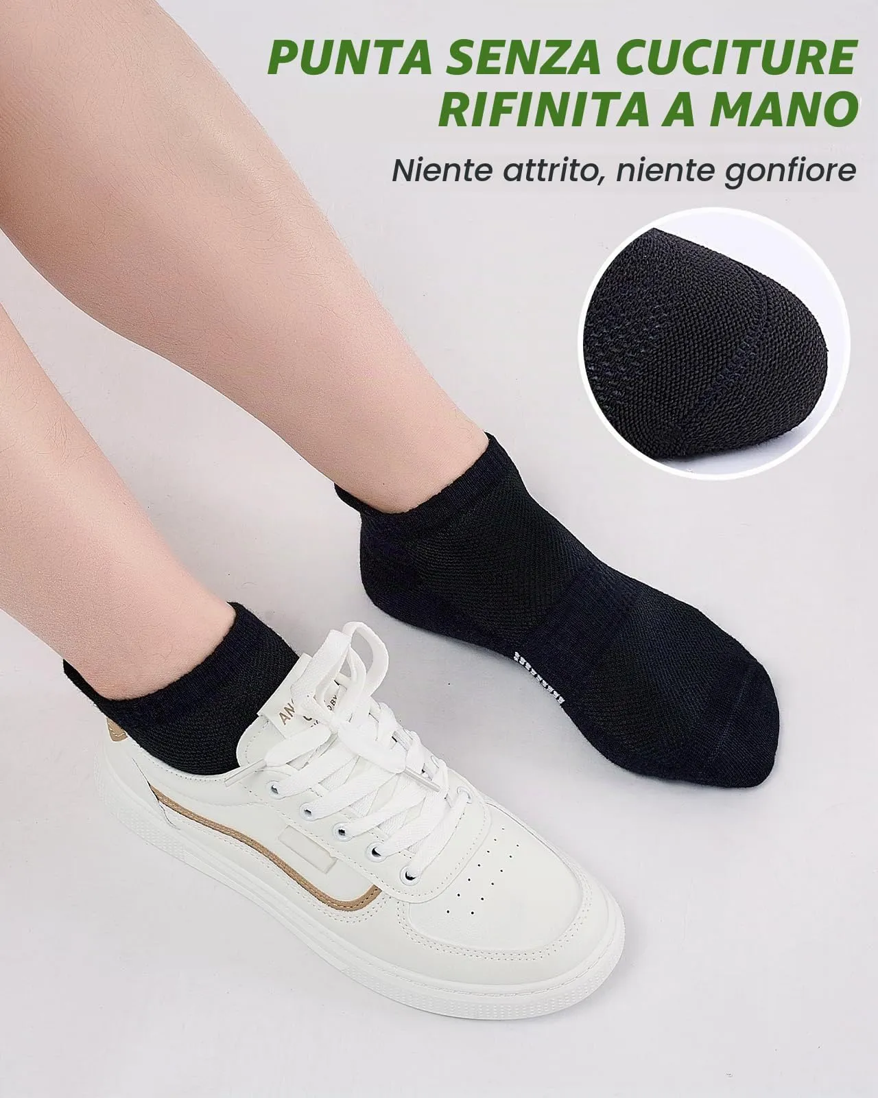 inaWarm Calzini da Ginnastica in Bambù per Donna, Traspiranti per Running e Sport, 6 Paia, Nero S - immagine 4