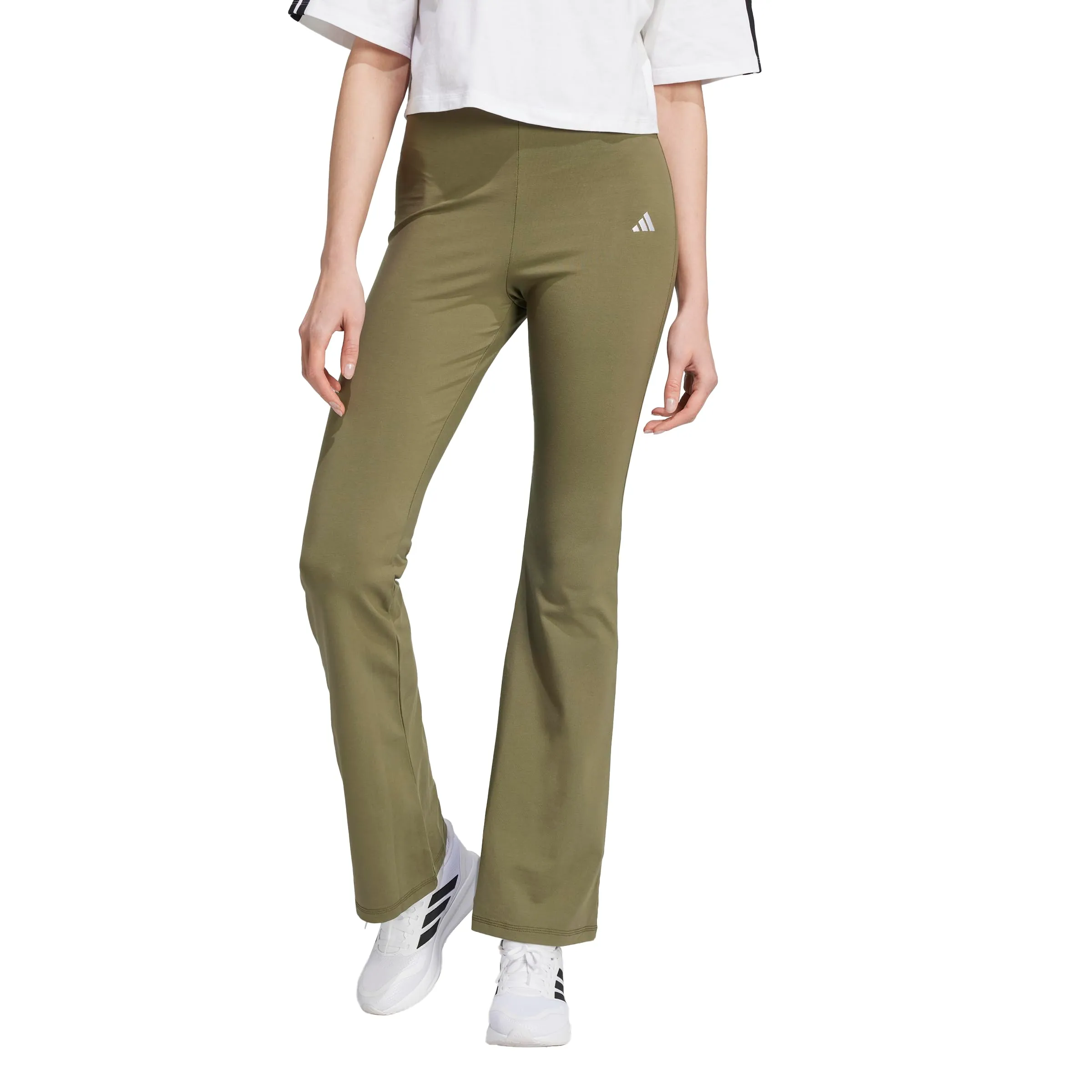 Adidas Essentials Leggings a Zampa, Verde Oliva/Bianco, XXL - immagine 1