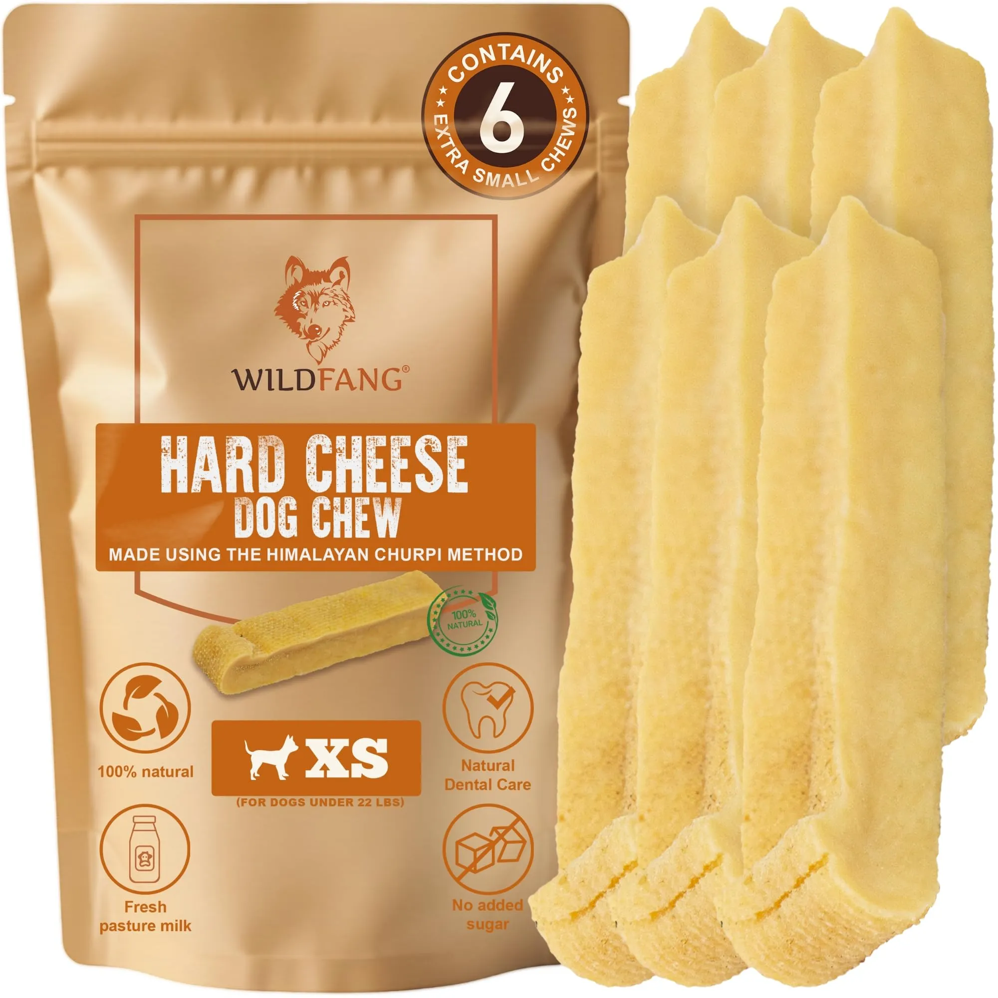 Wildfang Yak Chews Stile Churpi, Formaggio Himalayano 18-24g, Set da 6 - immagine 1