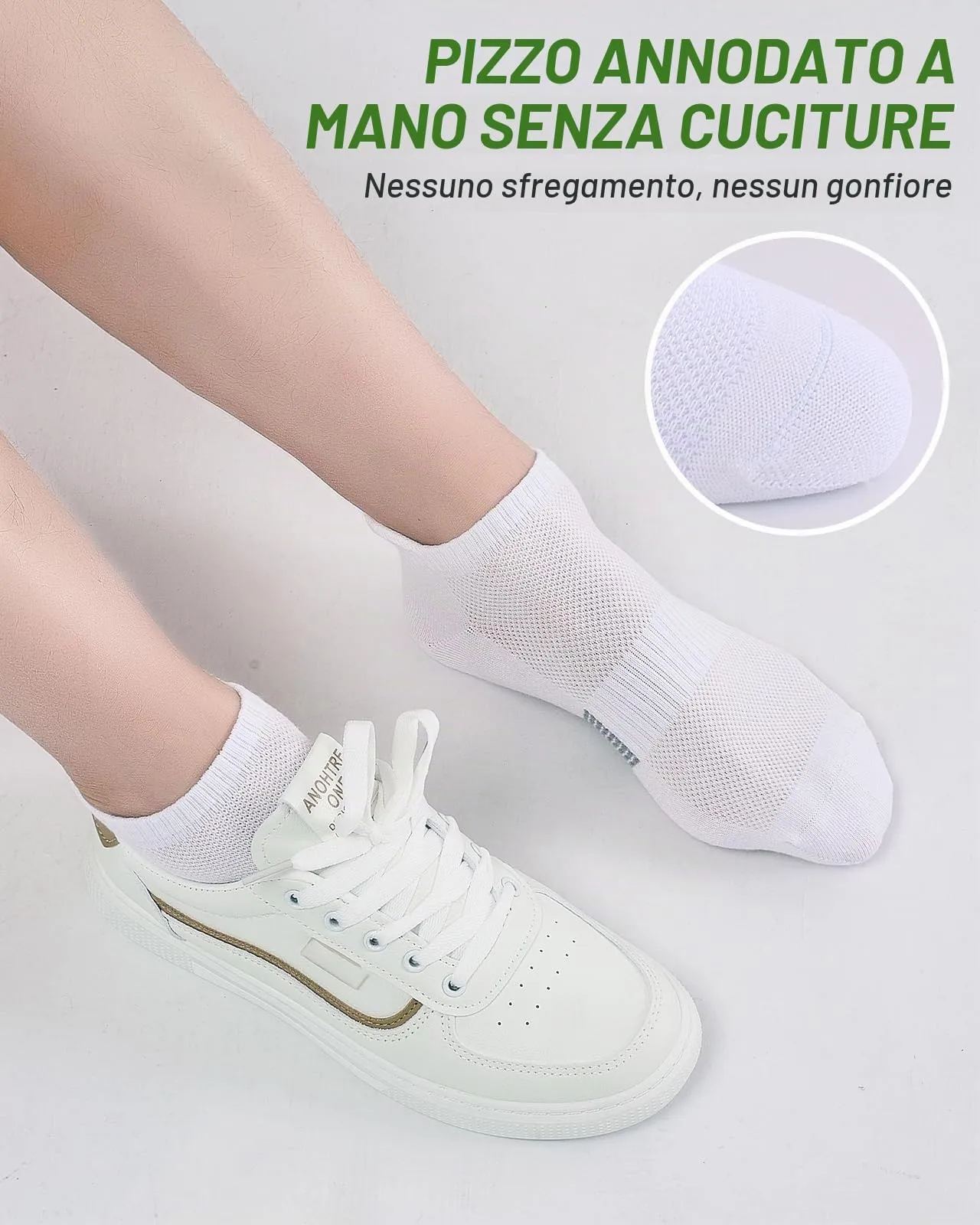 inaWarm Calzini da ginnastica in bambù per donna, 6 paia, Nero e Bianco, S - immagine 4