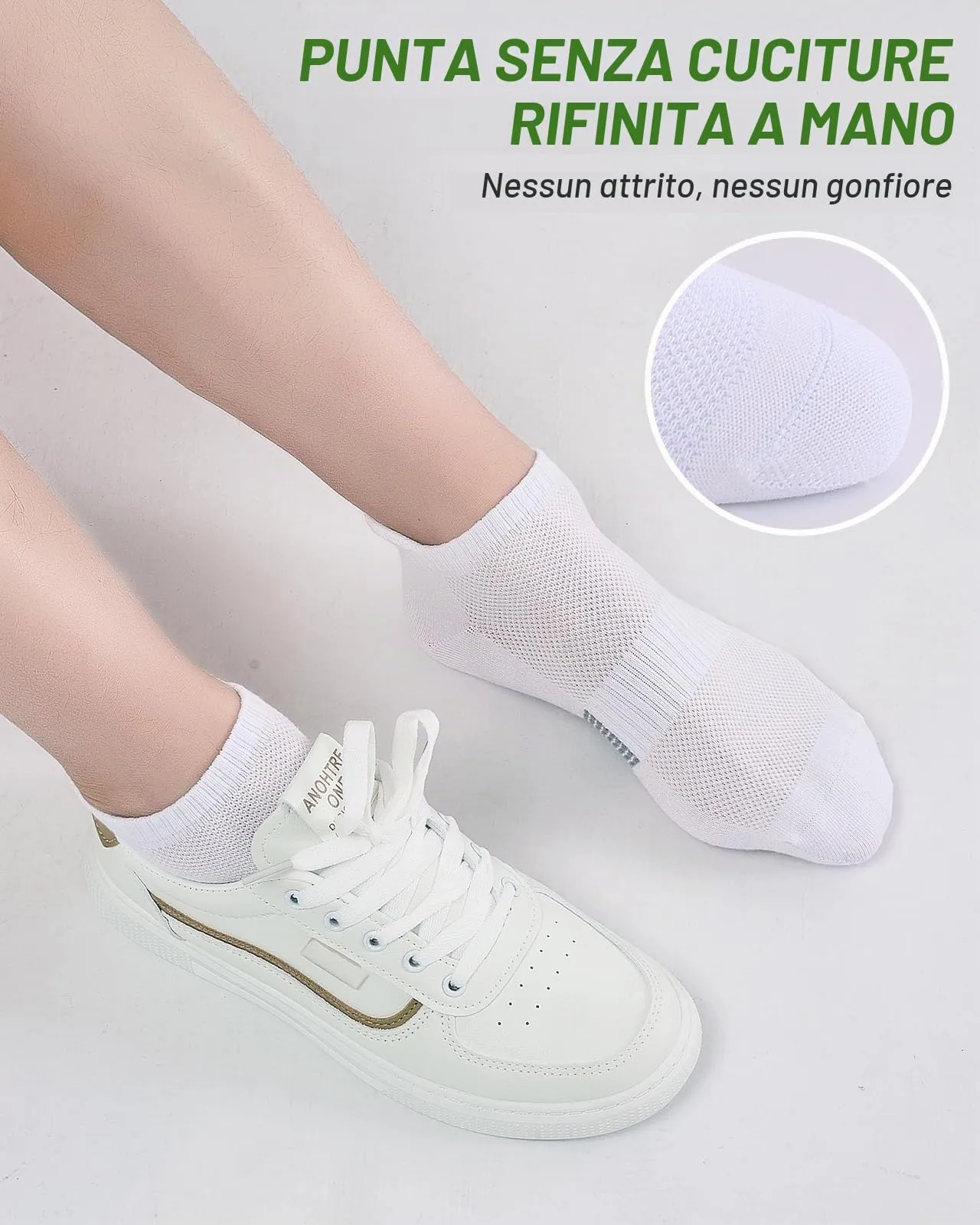 inaWarm Calzini da ginnastica in bambù per donna, 6 paia, Nero Bianco Grigio, L - immagine 4