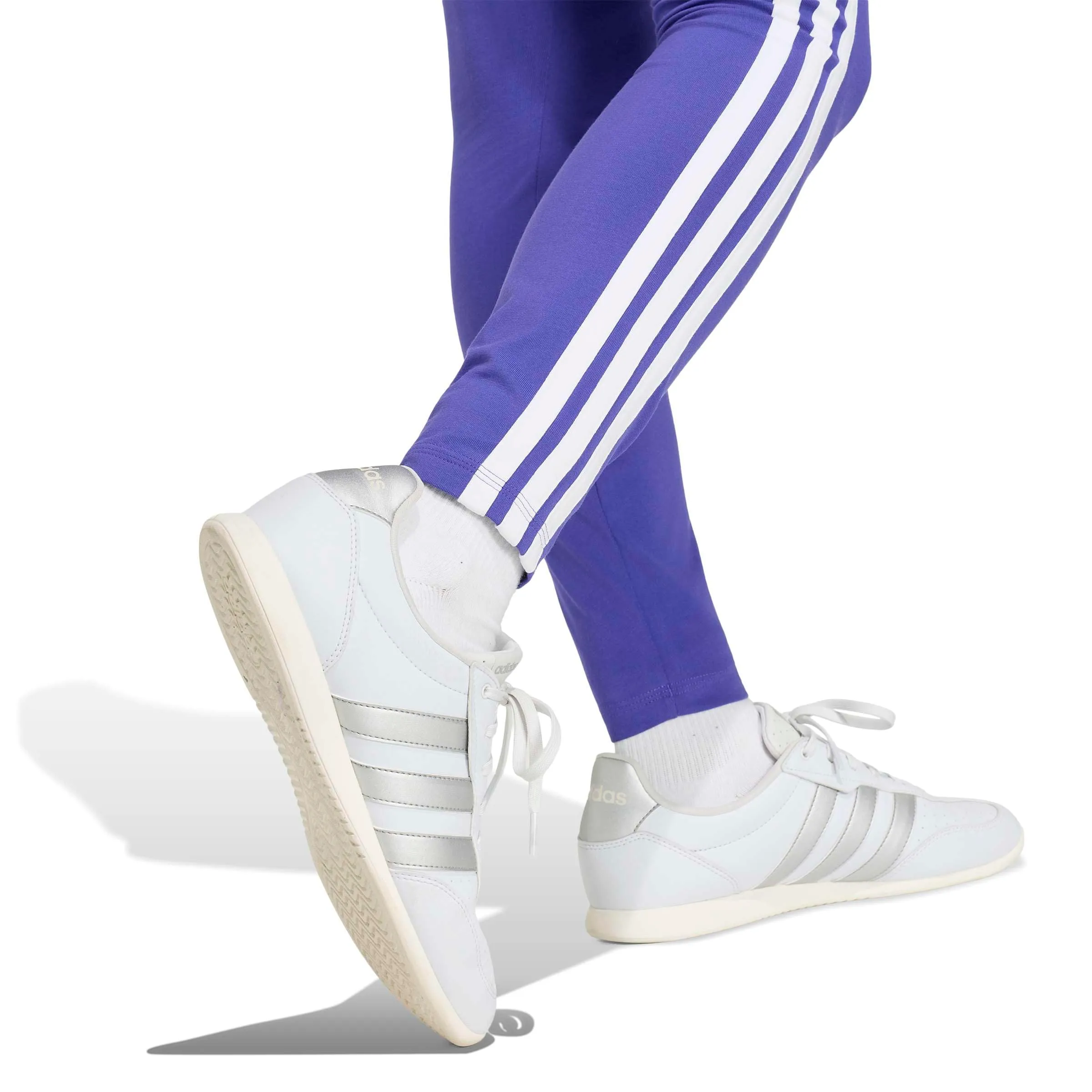 adidas Women's Essentials 3-Stripes Cotton Leggings, Pure Purple/White, XS - immagine 5