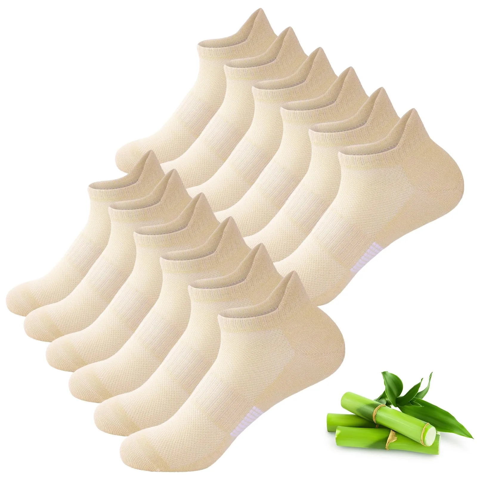 inaWarm Calzini da ginnastica in bambù da donna, 6 paia, traspiranti, beige, taglia 39-42 - immagine 1