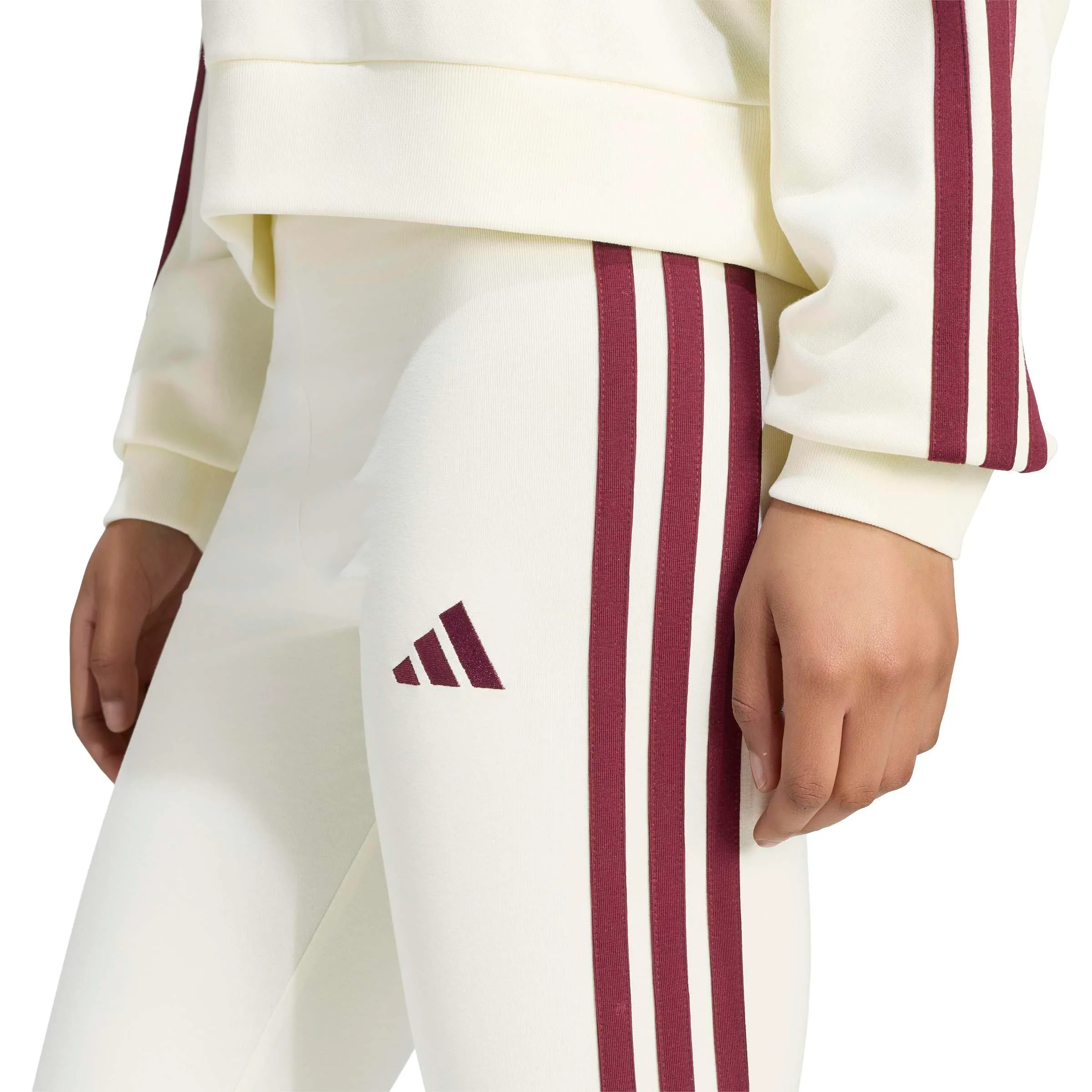 adidas Women's Essentials 3-Stripes Cotton Leggings Ivory/Maroon L - immagine 4