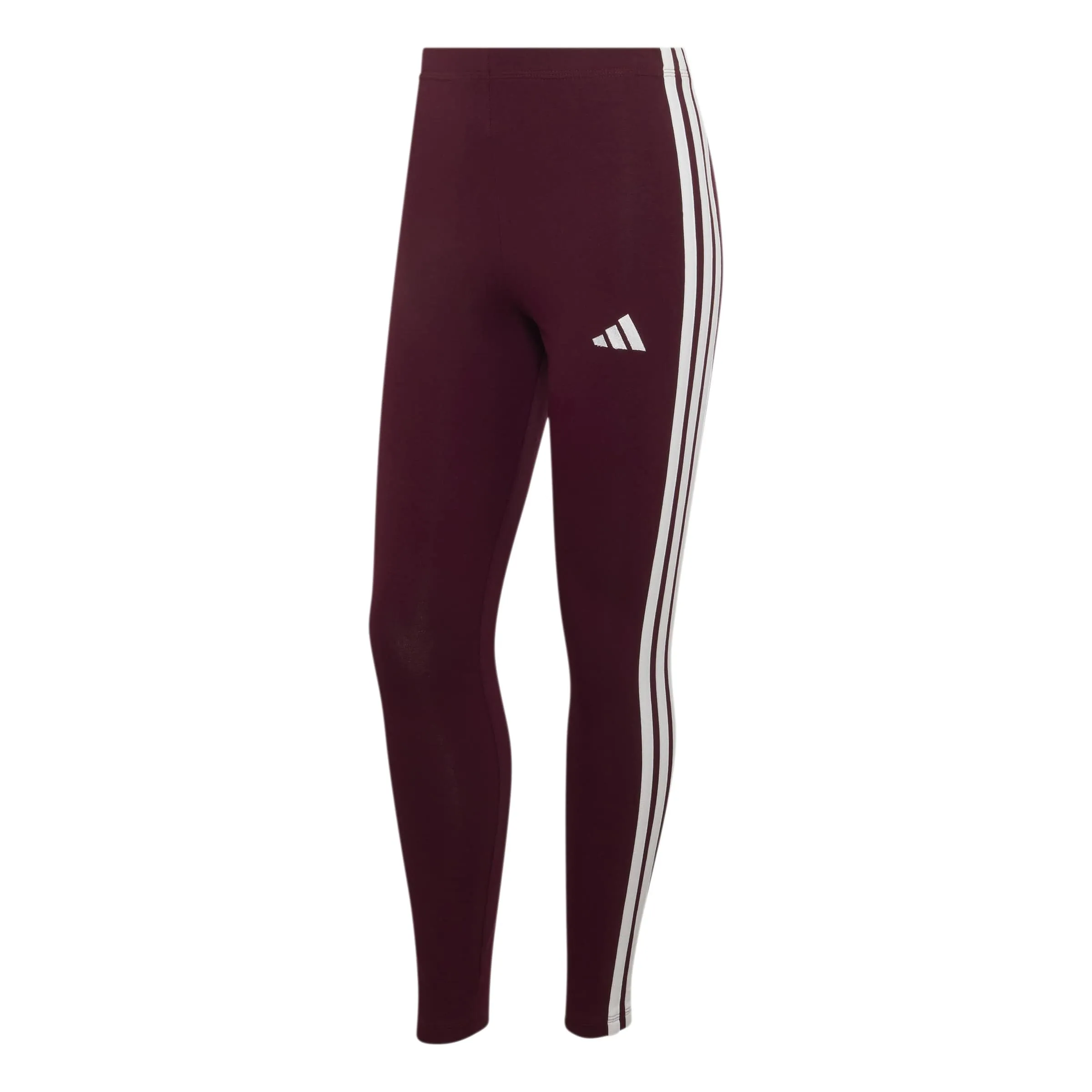 adidas Women's Essentials 3-Stripes Cotton Leggings Maroon/White XL - immagine 1