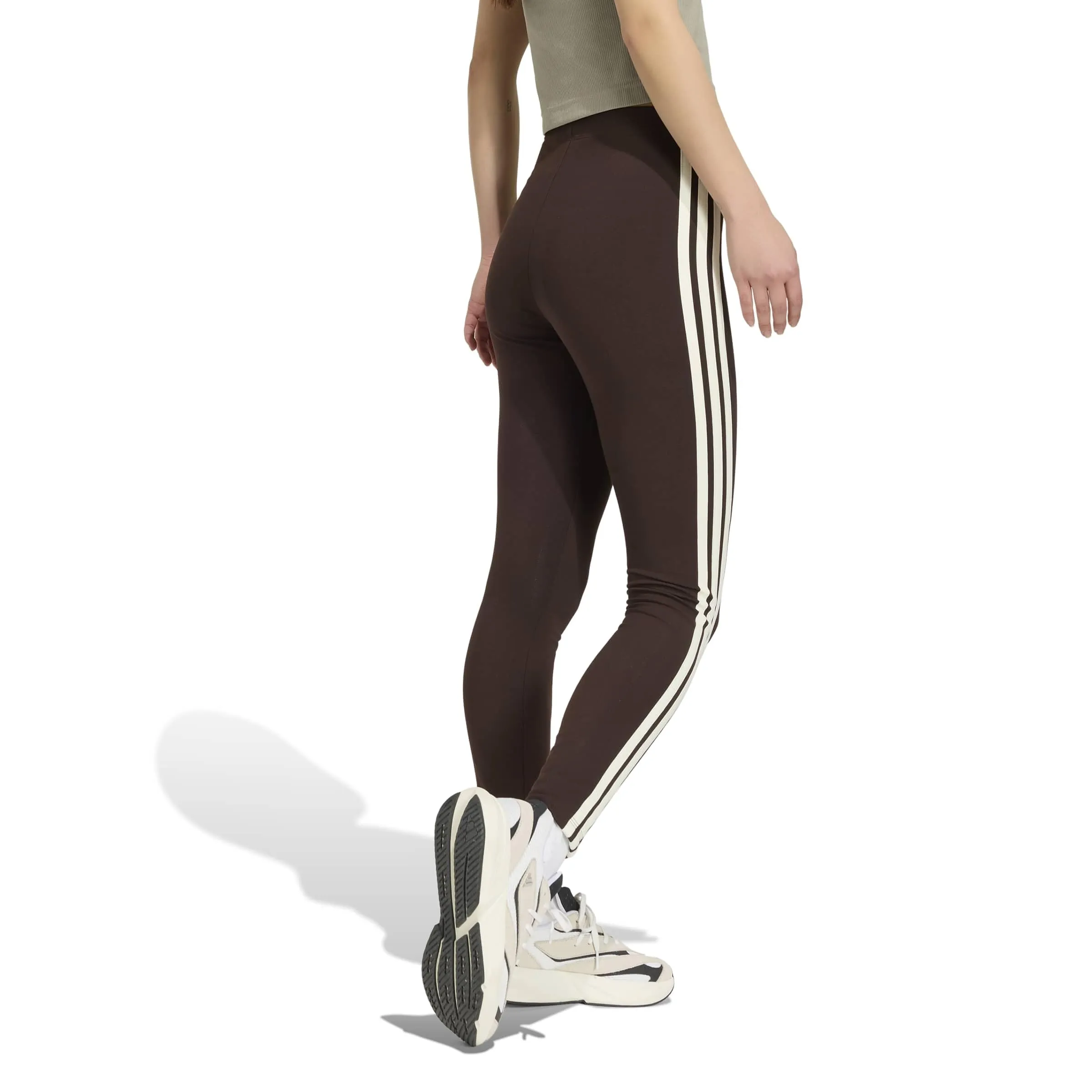 adidas Women's Essentials 3-Stripes Cotton Leggings - Aurora Coffee/Ivory - XS - immagine 2