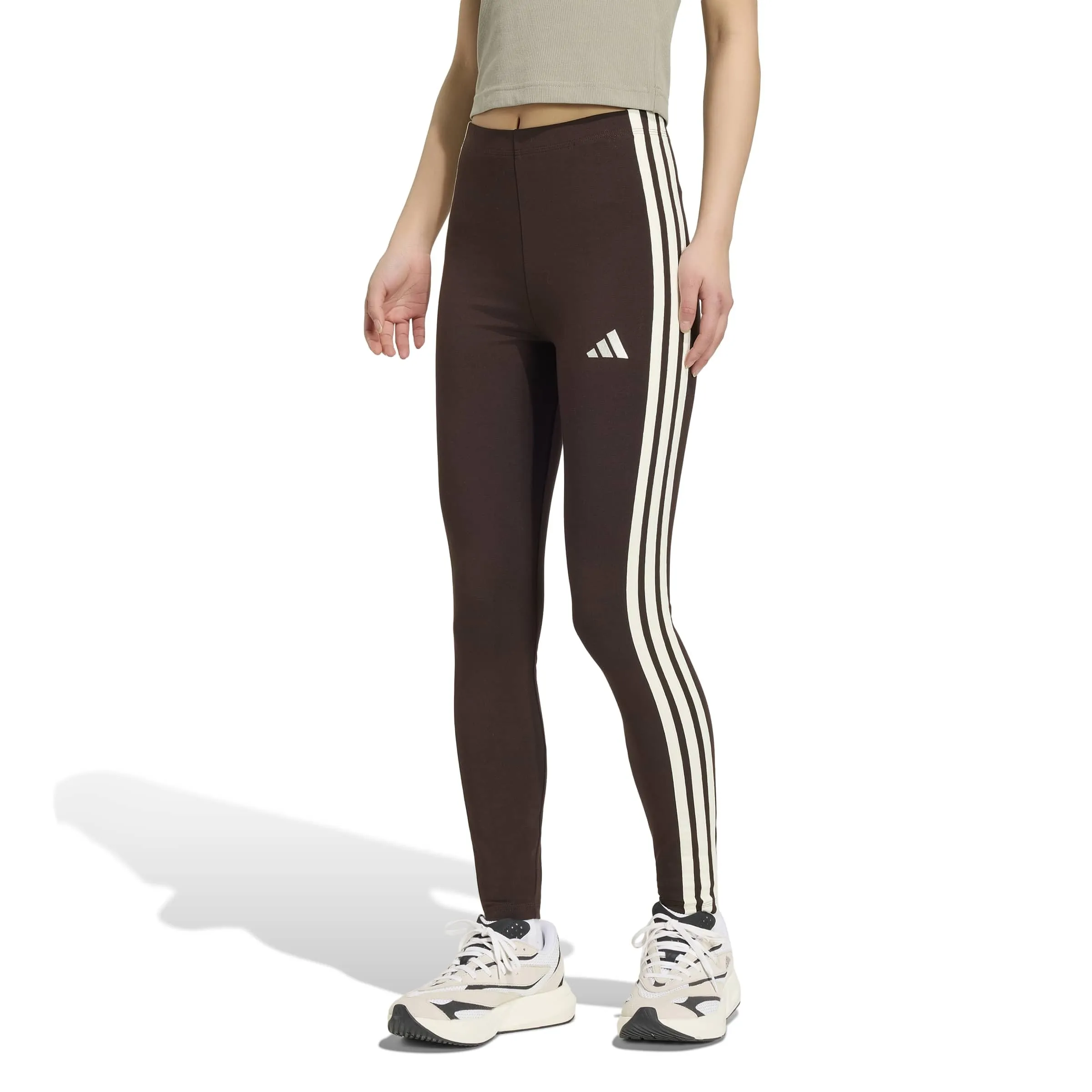 adidas Women's Essentials 3-Stripes Cotton Leggings - Aurora Coffee/Ivory - XS - immagine 3