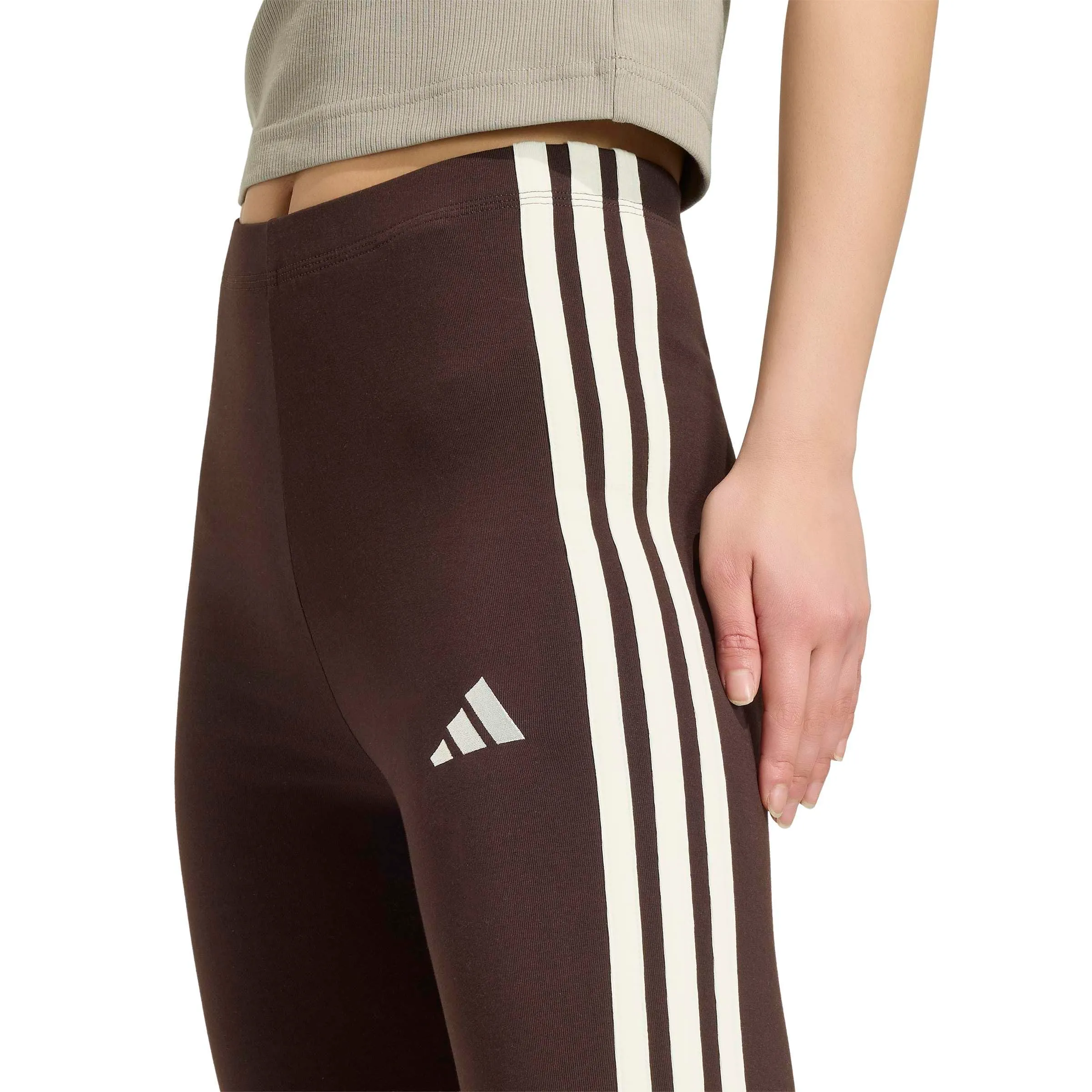 adidas Women's Essentials 3-Stripes Cotton Leggings Aurora Coffee/Ivory XL - immagine 4