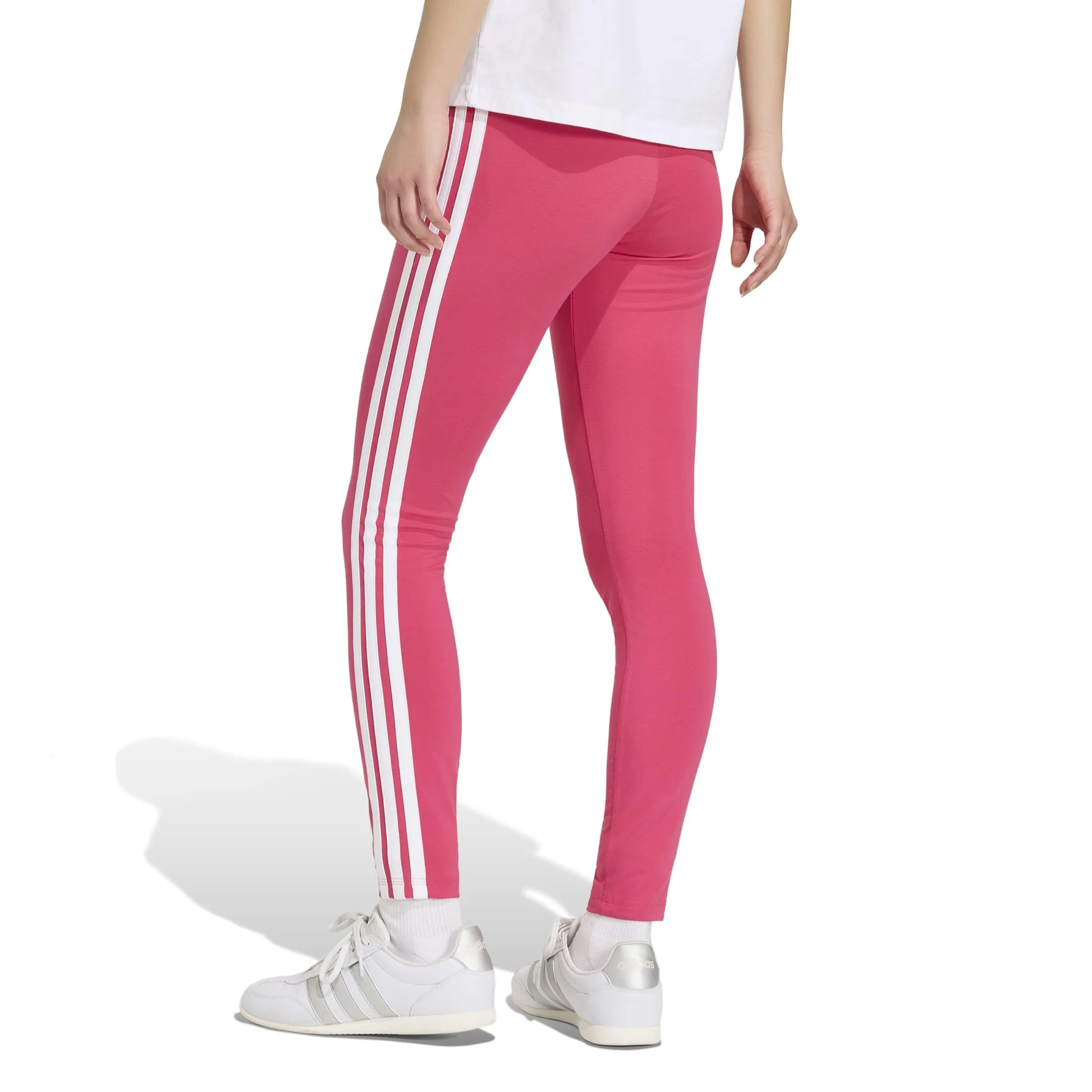 adidas Women's Essentials 3-Stripes Cotton Leggings, Power Pink/White, S - immagine 2