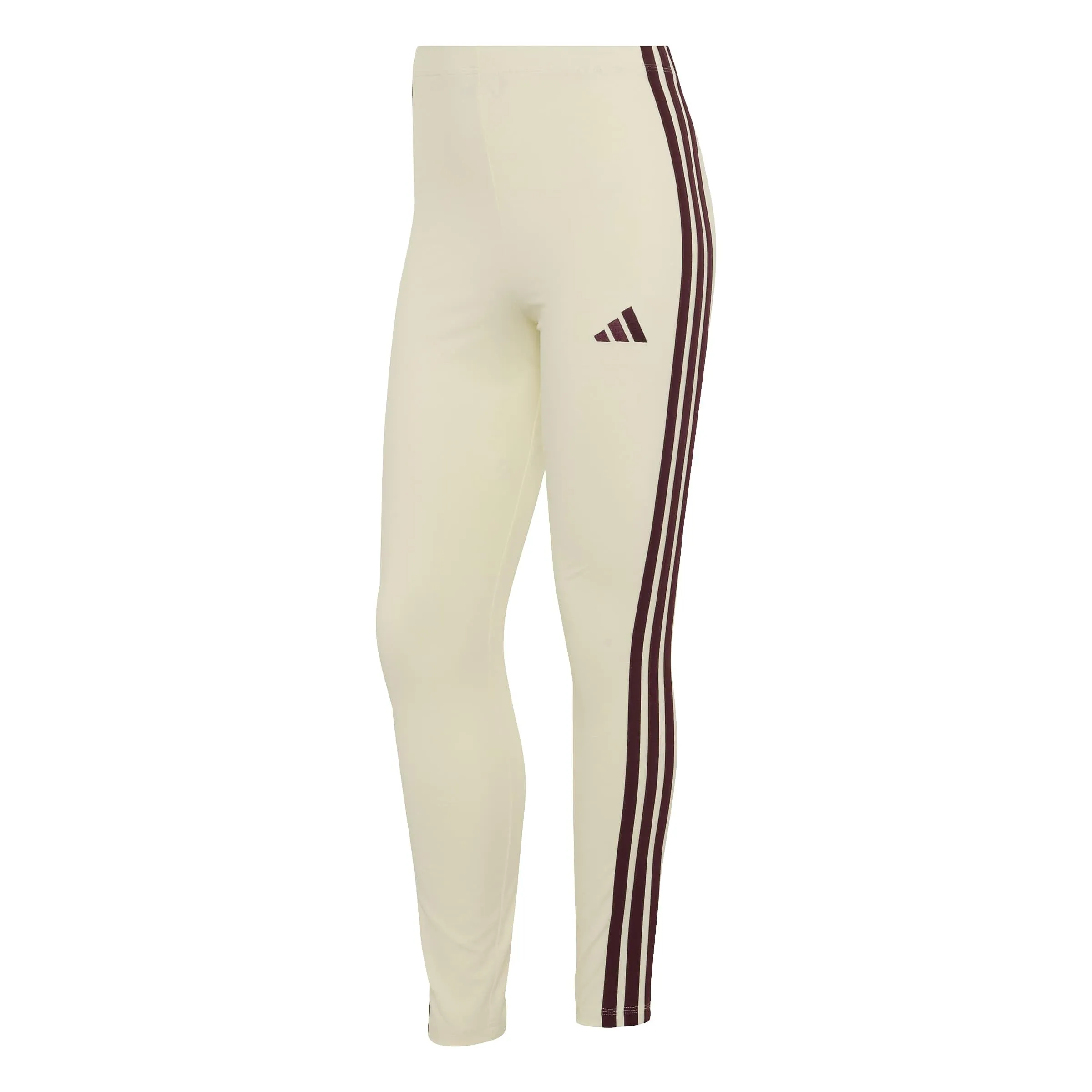 adidas Women's Essentials 3-Stripes Cotton Leggings - Ivory/Maroon - S - immagine 1