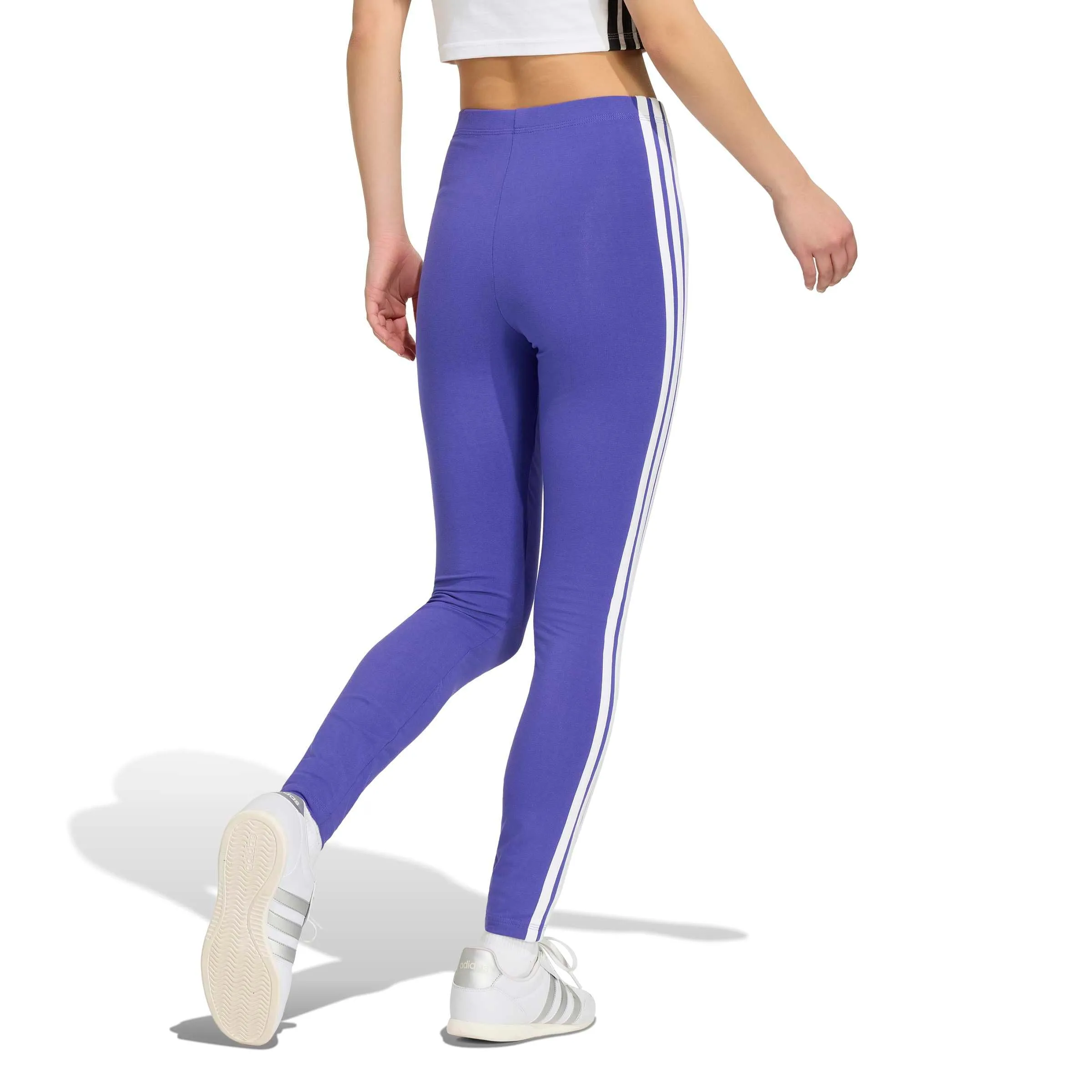 adidas Women's Essentials 3-Stripes Cotton Leggings - Pure Purple/White - S - immagine 2