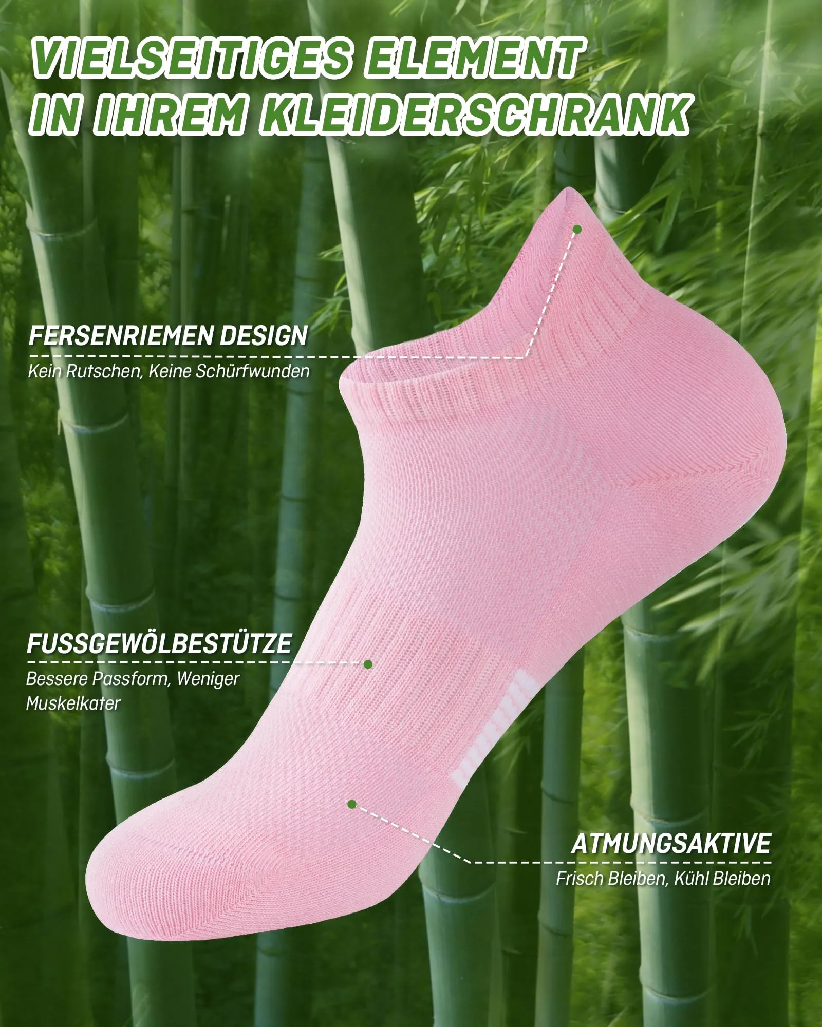 inaWarm Calzini da ginnastica in bambù da donna, 6 paia, Rosa, 35-38 - immagine 5