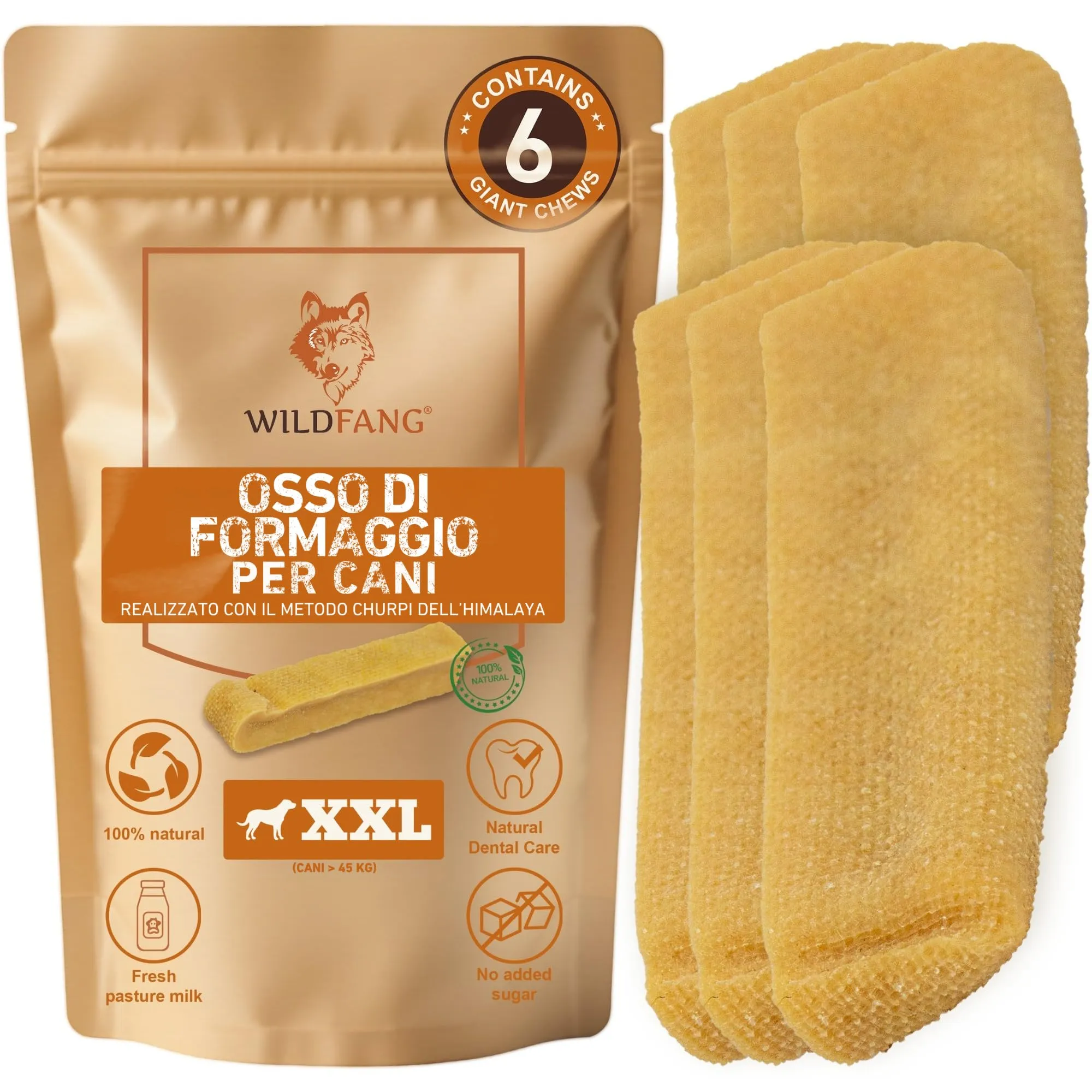 Wildfang Yak Chews Churpi Formaggio Himalayano 191-220g, set da 6 - immagine 1