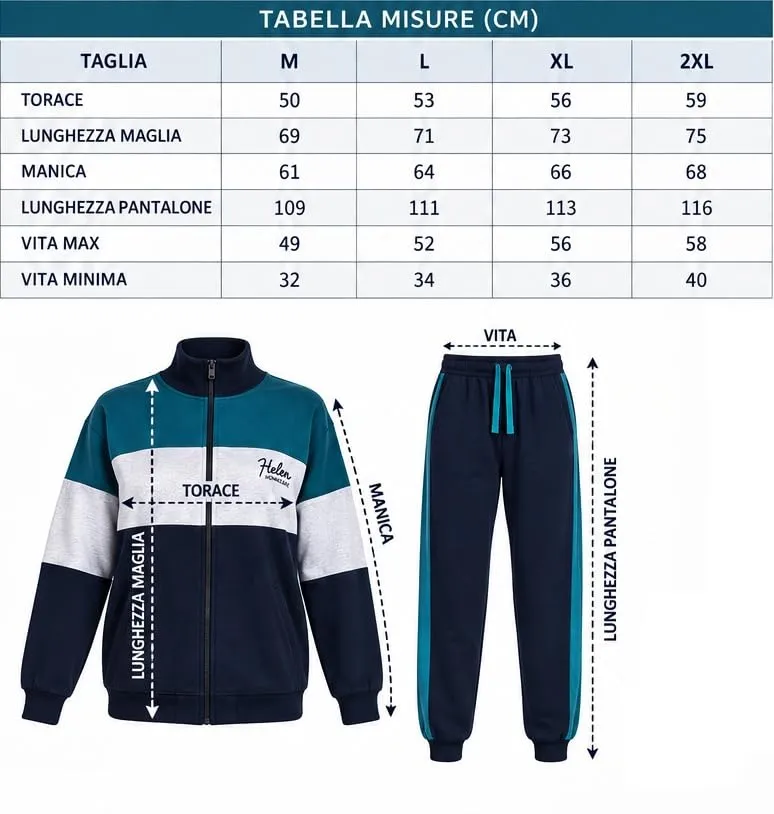 GX GARGIX Tuta Donna Invernale 2 Pezzi in Cotone, Felpa con Zip e Pantaloni Jogger - immagine 3