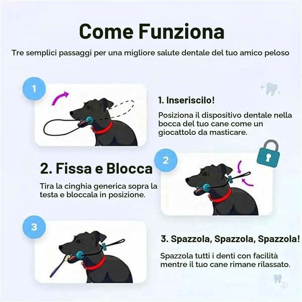 Giurui Strumento Dentale a Doppia Azione per Cani, Apribocca e Giocattolo da Mordicchiare per la Pulizia dei Denti - immagine 5