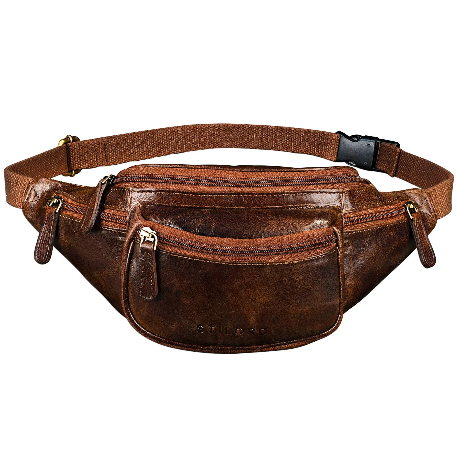 STILORD Eliah Marsupio in pelle vintage da uomo, Marrone Antico - immagine 3