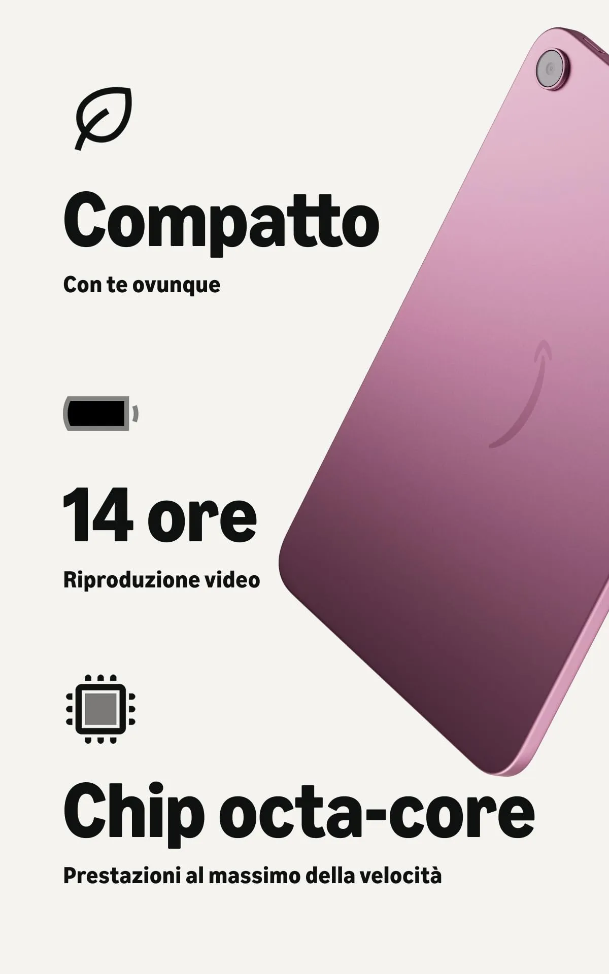 Amazon Alexa Tablet 8, 4 GB RAM, 64 GB, 8.7", Rosa Antico - immagine 3