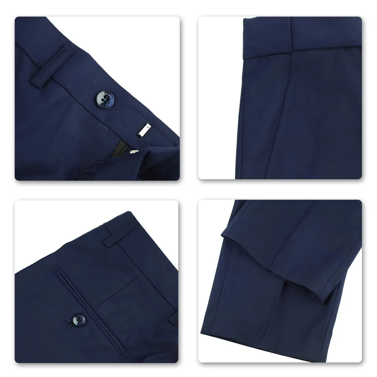 YOUTHUP Abito Uomo 3 Pezzi Slim Fit Blazer Panciotto Pantaloni - Navy - immagine 6
