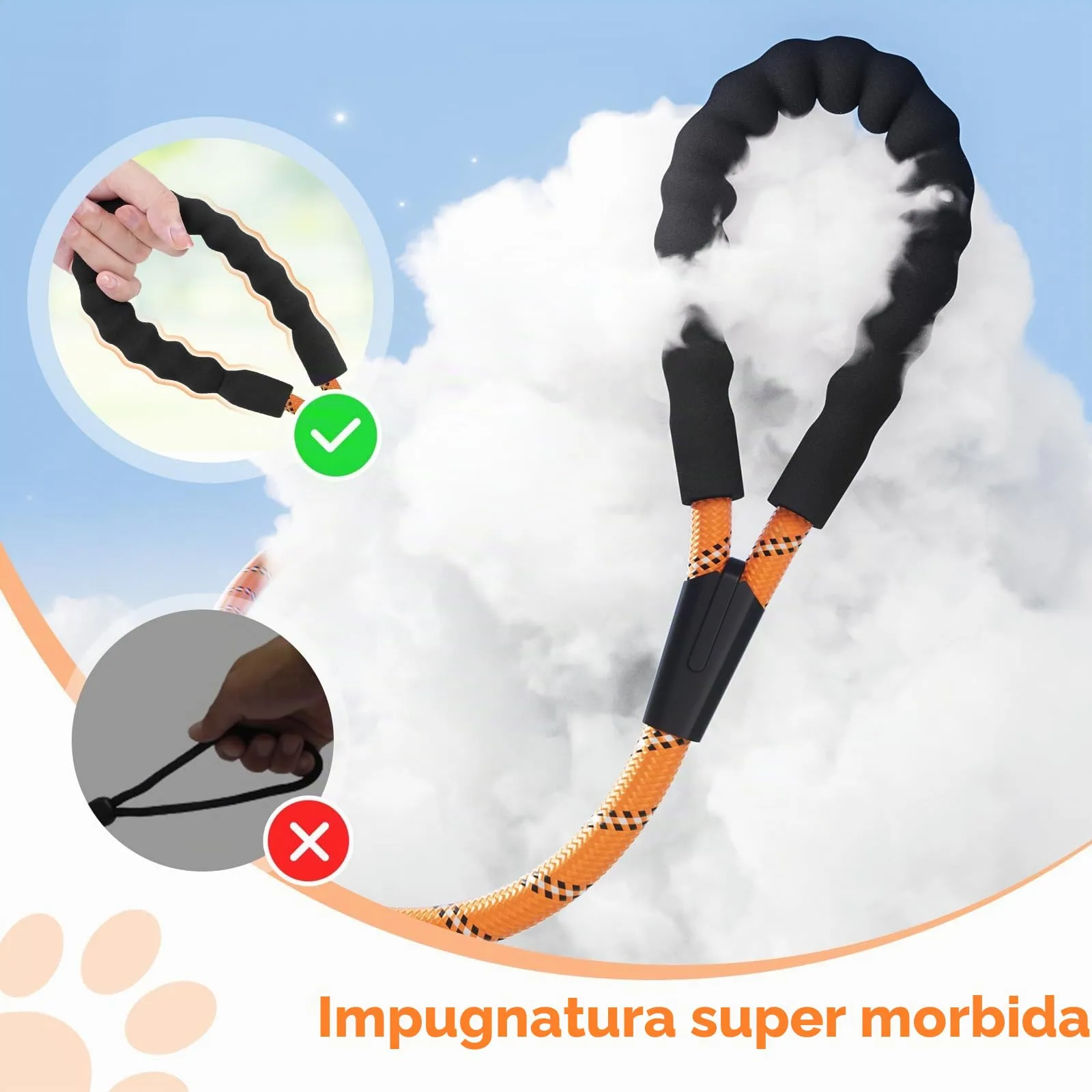 X XBEN Guinzaglio Addestramento per Cani, 10M x 8mm, Nylon con Gancio di Sicurezza e Maniglia Imbottita - immagine 3