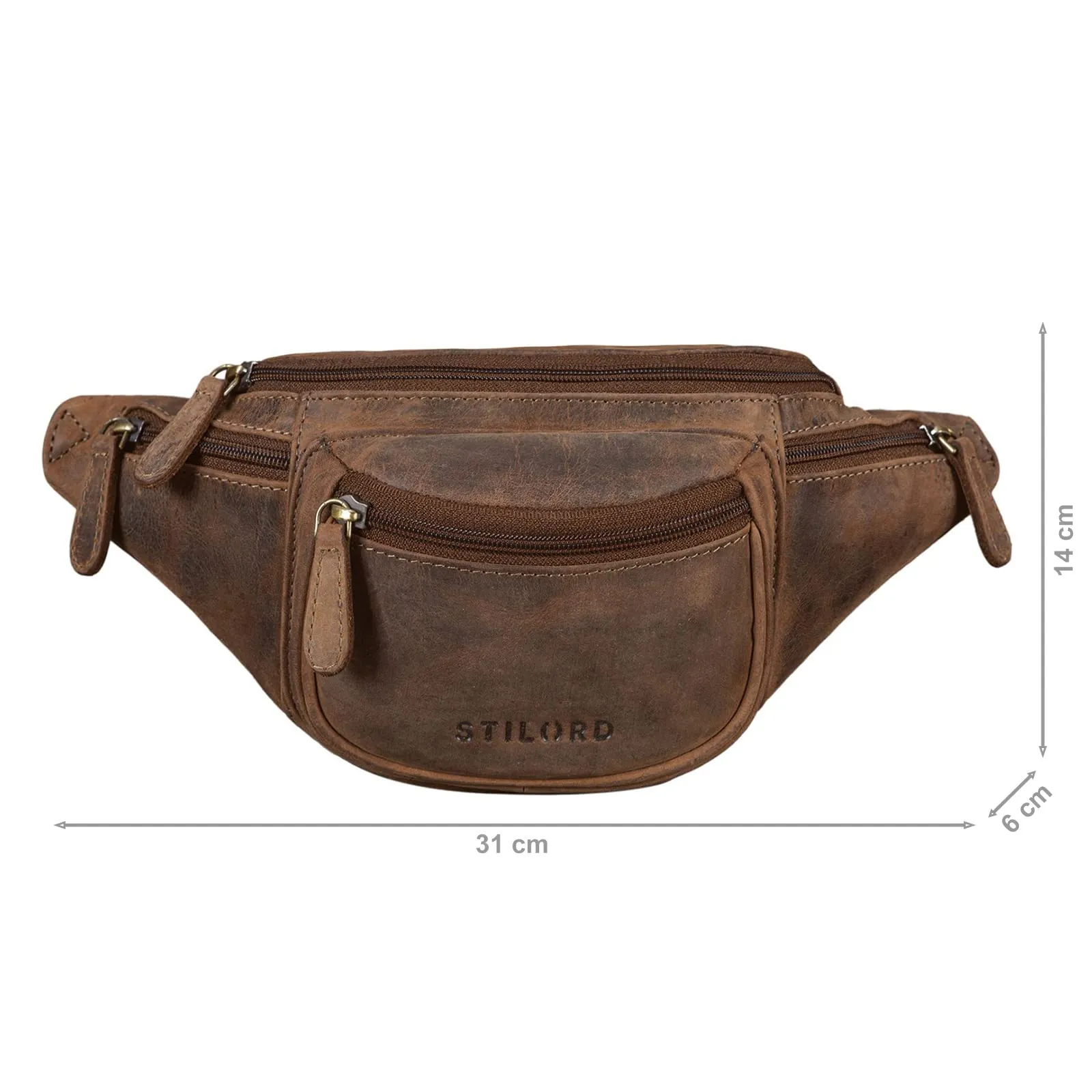 STILORD Eliah Marsupio in pelle vintage da uomo, Calais - Marrone - immagine 3