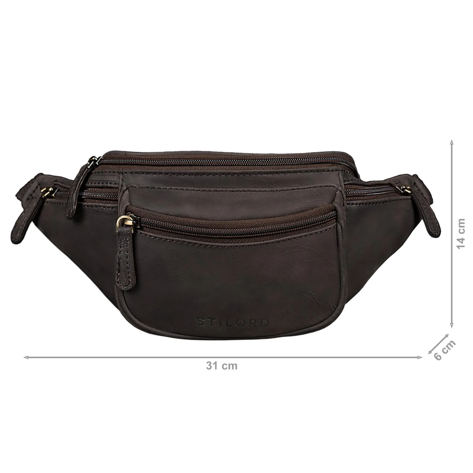 STILORD Eliah Marsupio in pelle di bufalo vintage da uomo, Marrone Scuro - Pallido - immagine 3