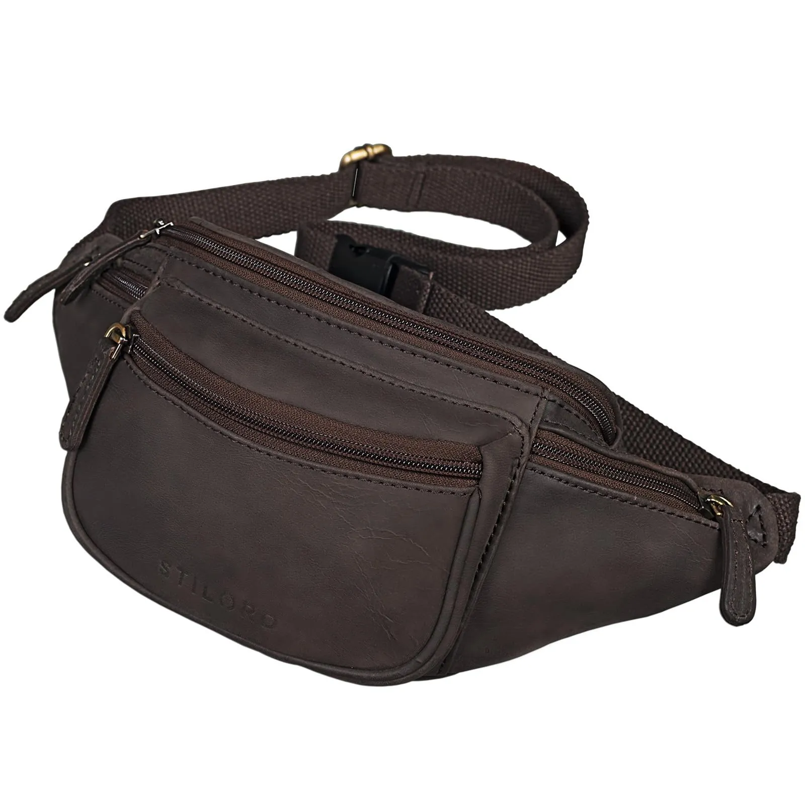 STILORD Eliah Marsupio in pelle di bufalo vintage da uomo, Marrone Scuro - Pallido - immagine 5