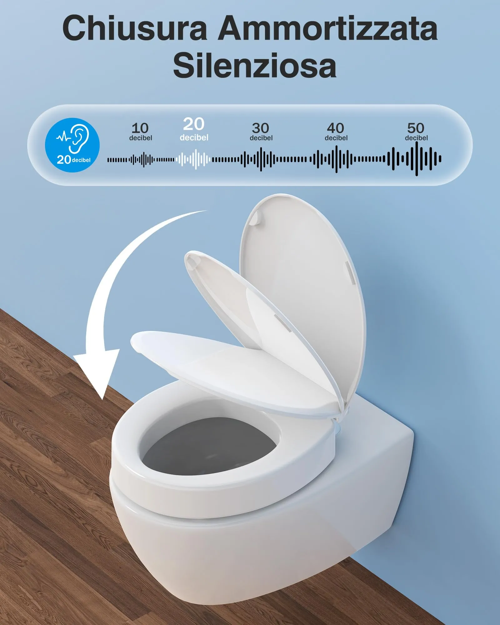 YEAUPE PRO Rialzo WC O-Shape PP, Sedile Alzavasi Ergonomico 7.1cm - immagine 4